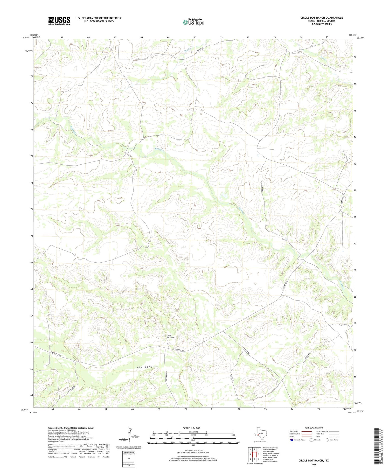 Circle Dot Ranch Texas US Topo Map Image