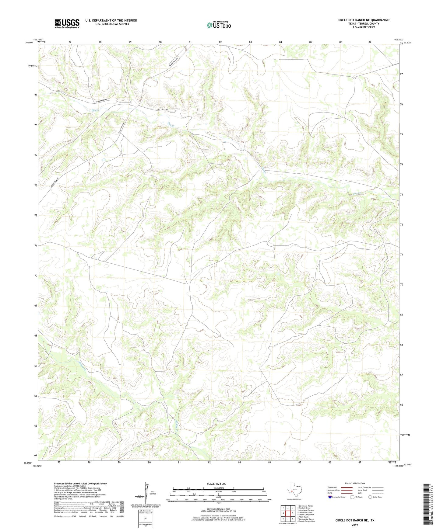 Circle Dot Ranch NE Texas US Topo Map Image