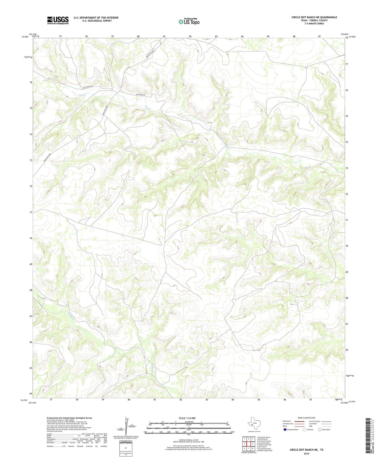 Circle Dot Ranch NE Texas US Topo Map Image