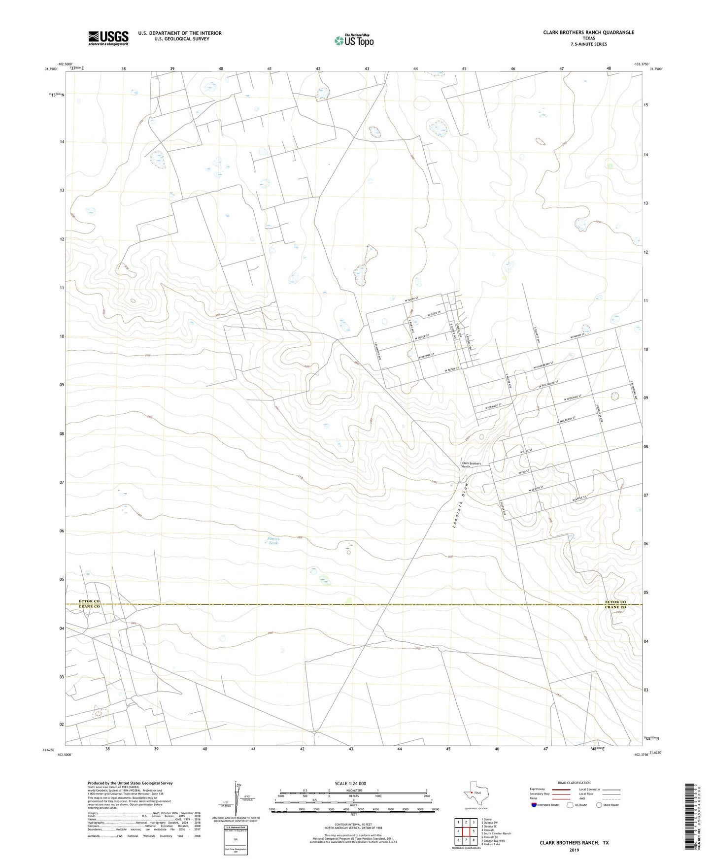 Clark Brothers Ranch Texas US Topo Map Image