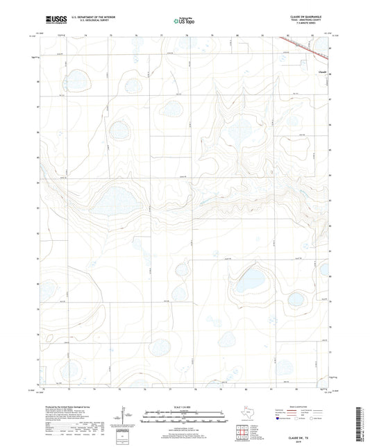 Claude SW Texas US Topo Map Image