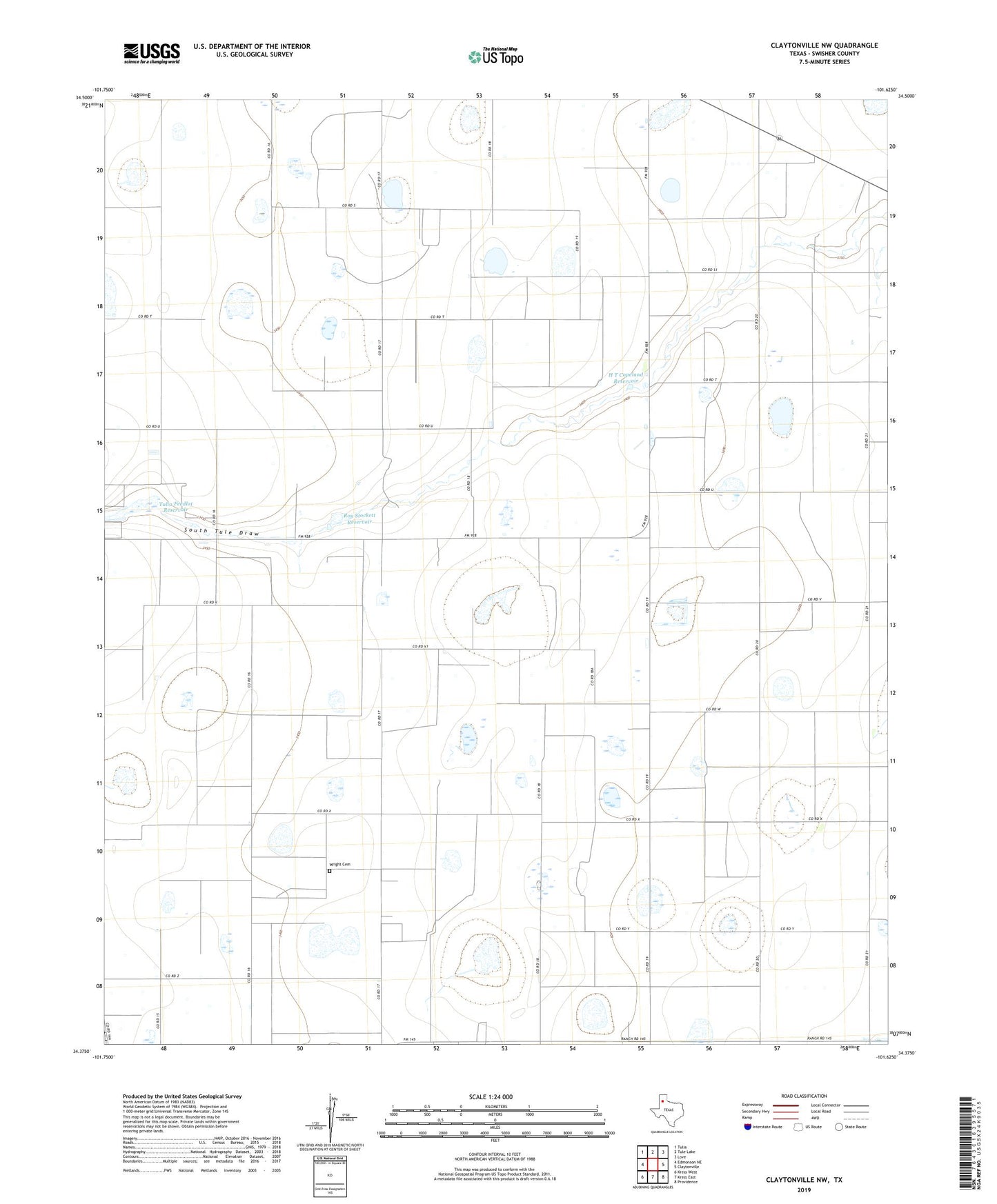 Claytonville NW Texas US Topo Map Image