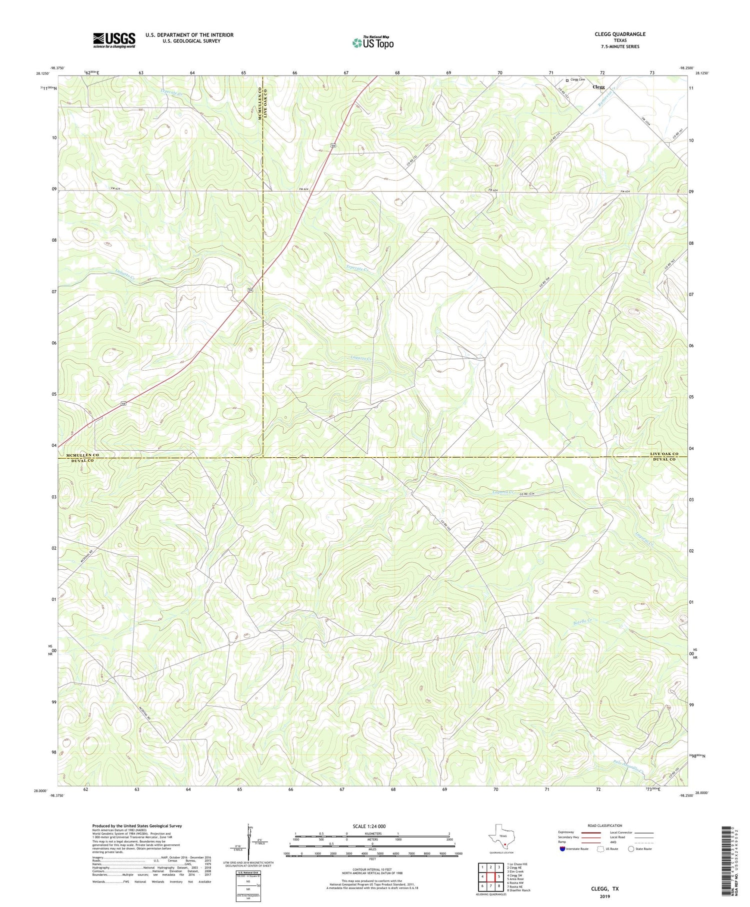Clegg Texas US Topo Map Image