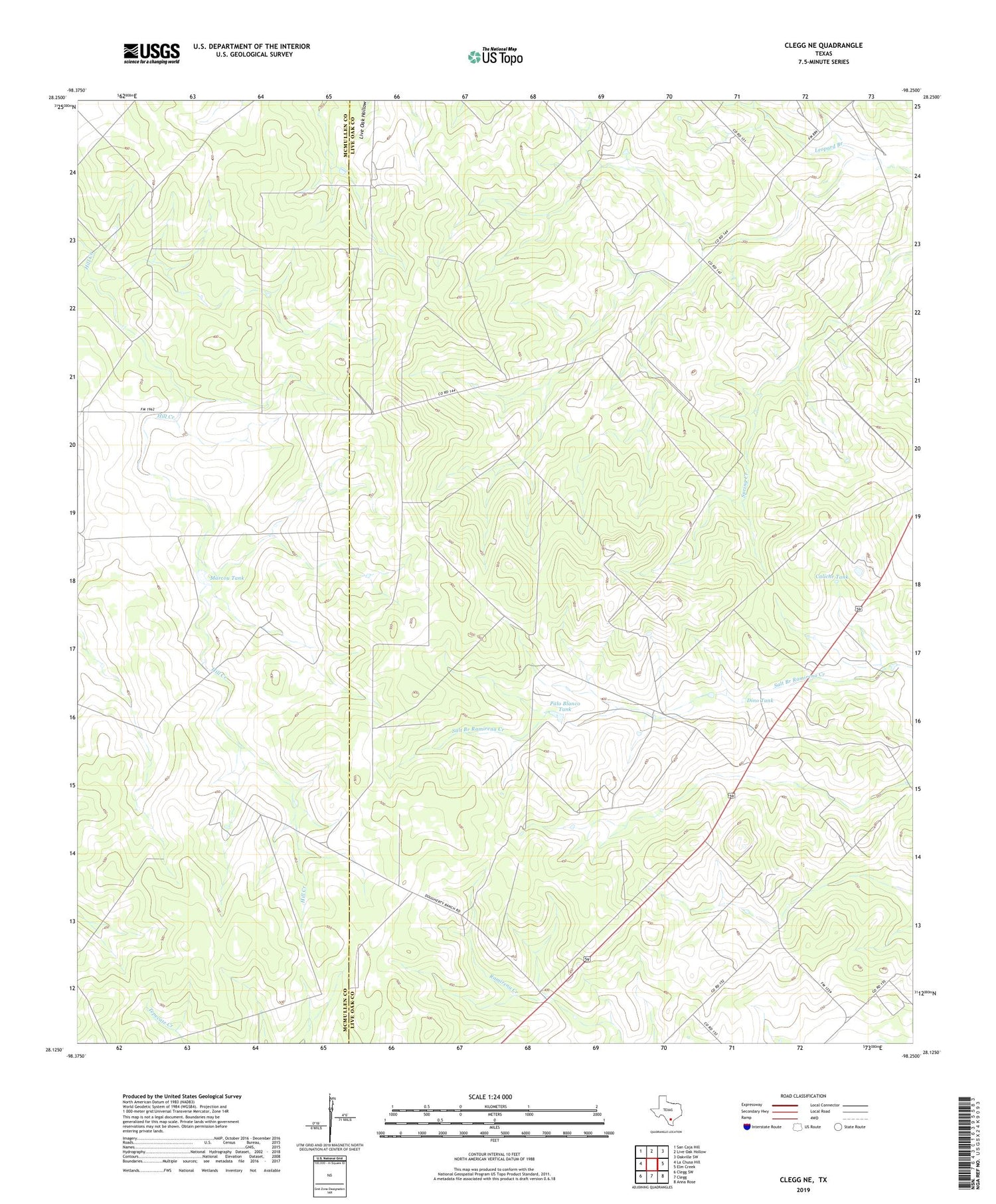 Clegg NE Texas US Topo Map Image