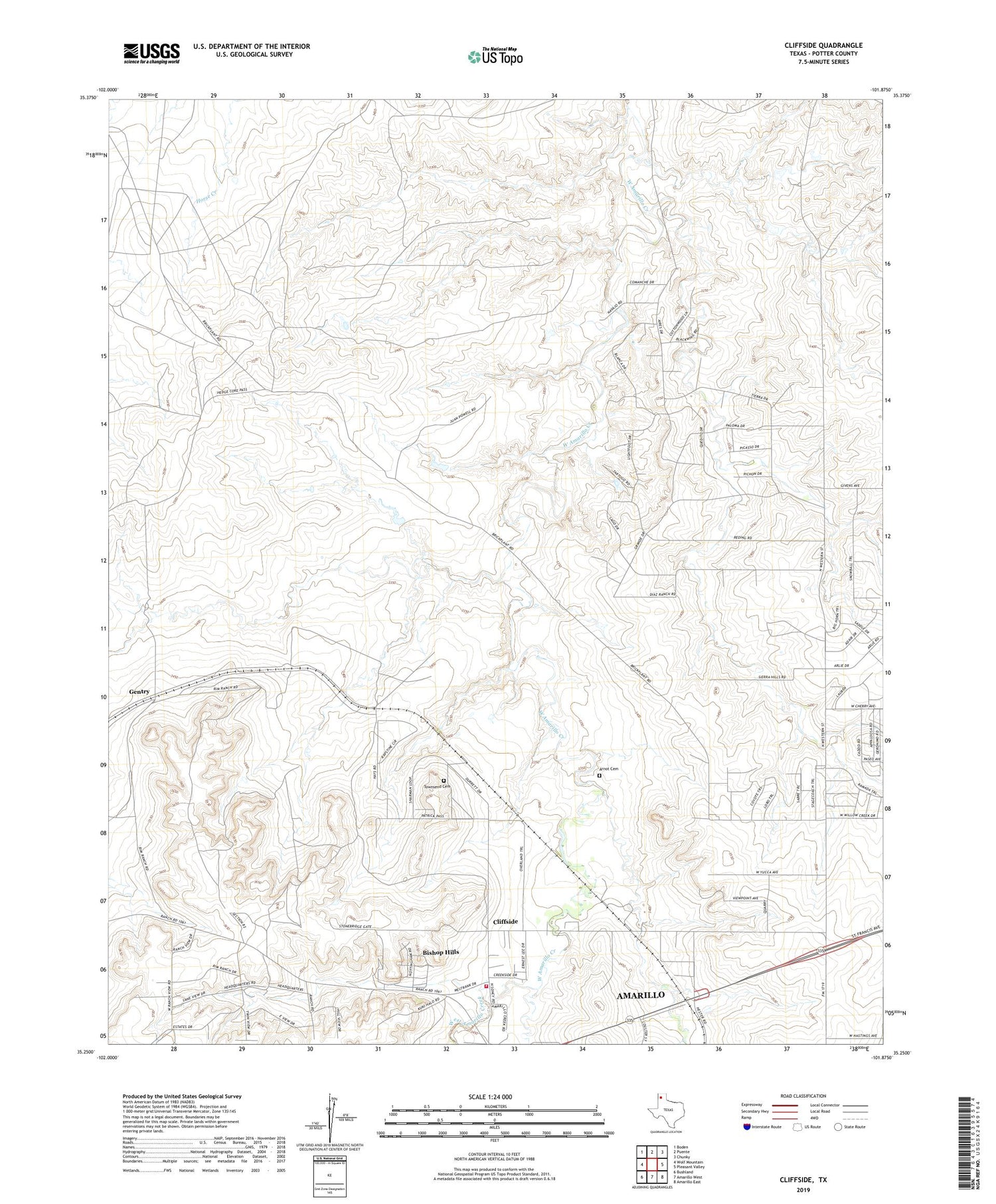 Cliffside Texas US Topo Map Image