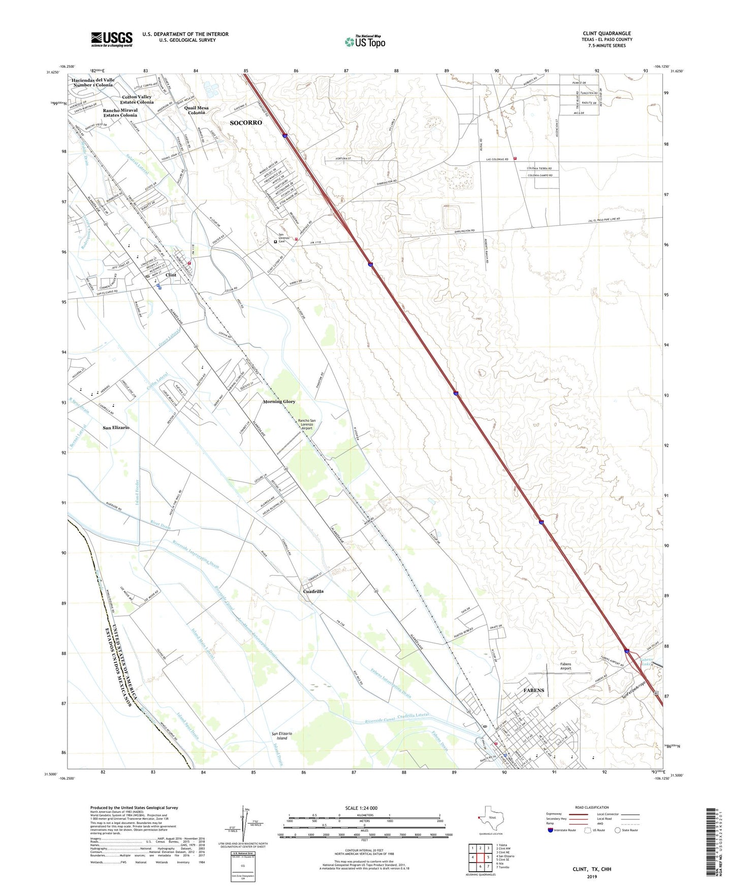 Clint Texas US Topo Map Image