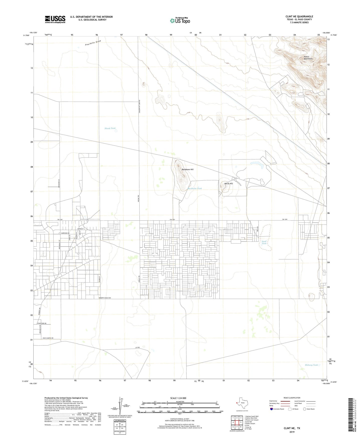 Clint NE Texas US Topo Map Image