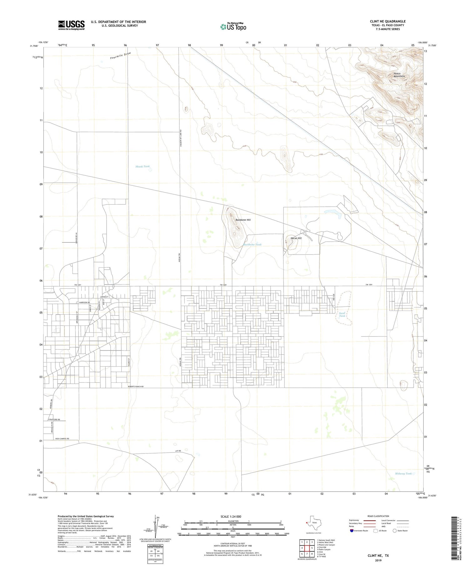 Clint NE Texas US Topo Map Image