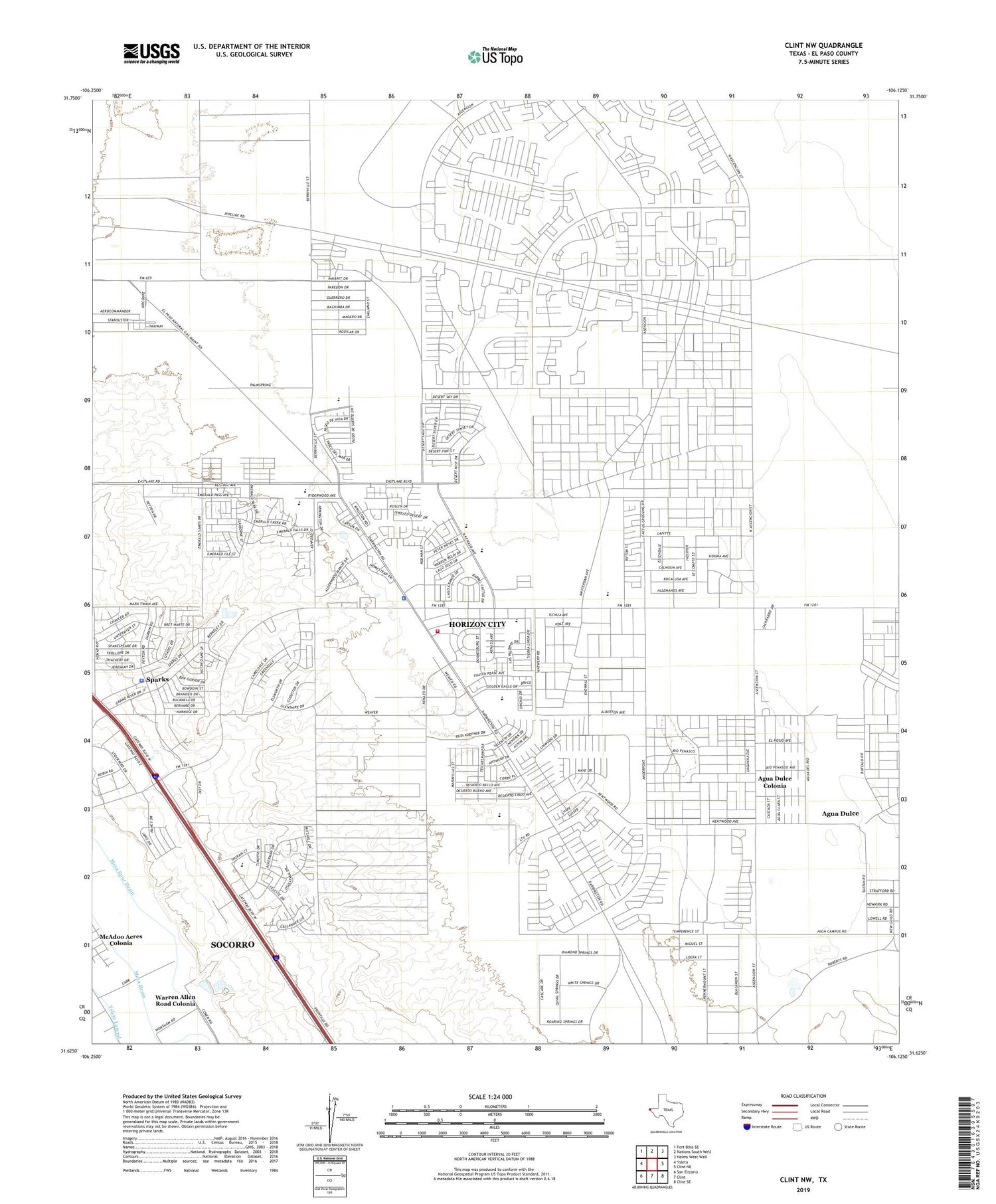Clint NW Texas US Topo Map Image
