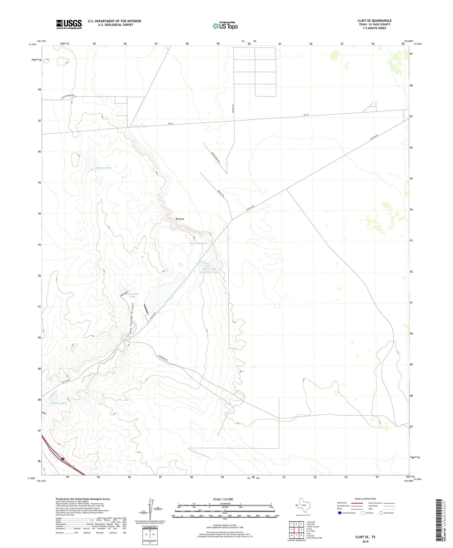 Clint SE Texas US Topo Map Image