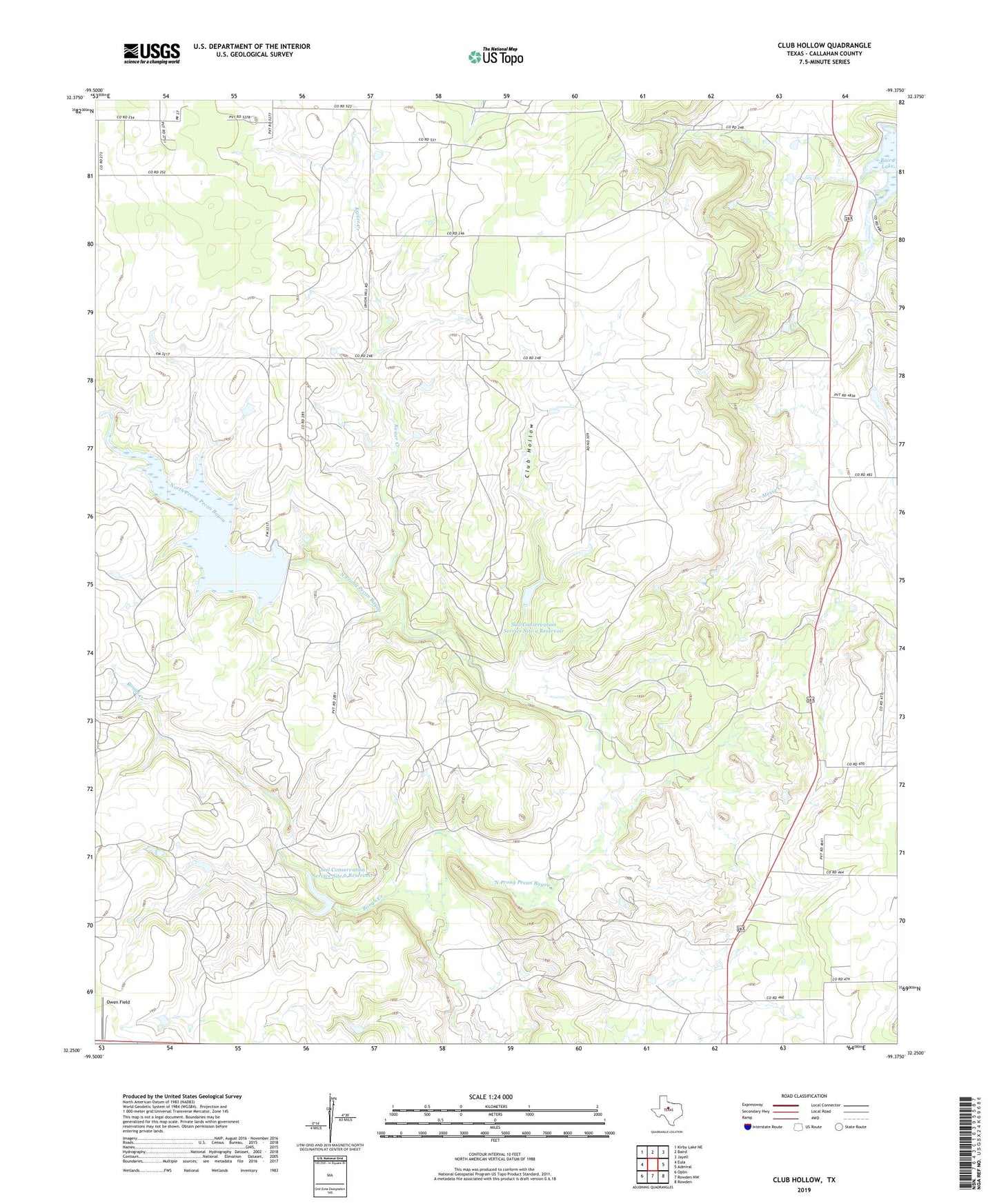 Club Hollow Texas US Topo Map Image