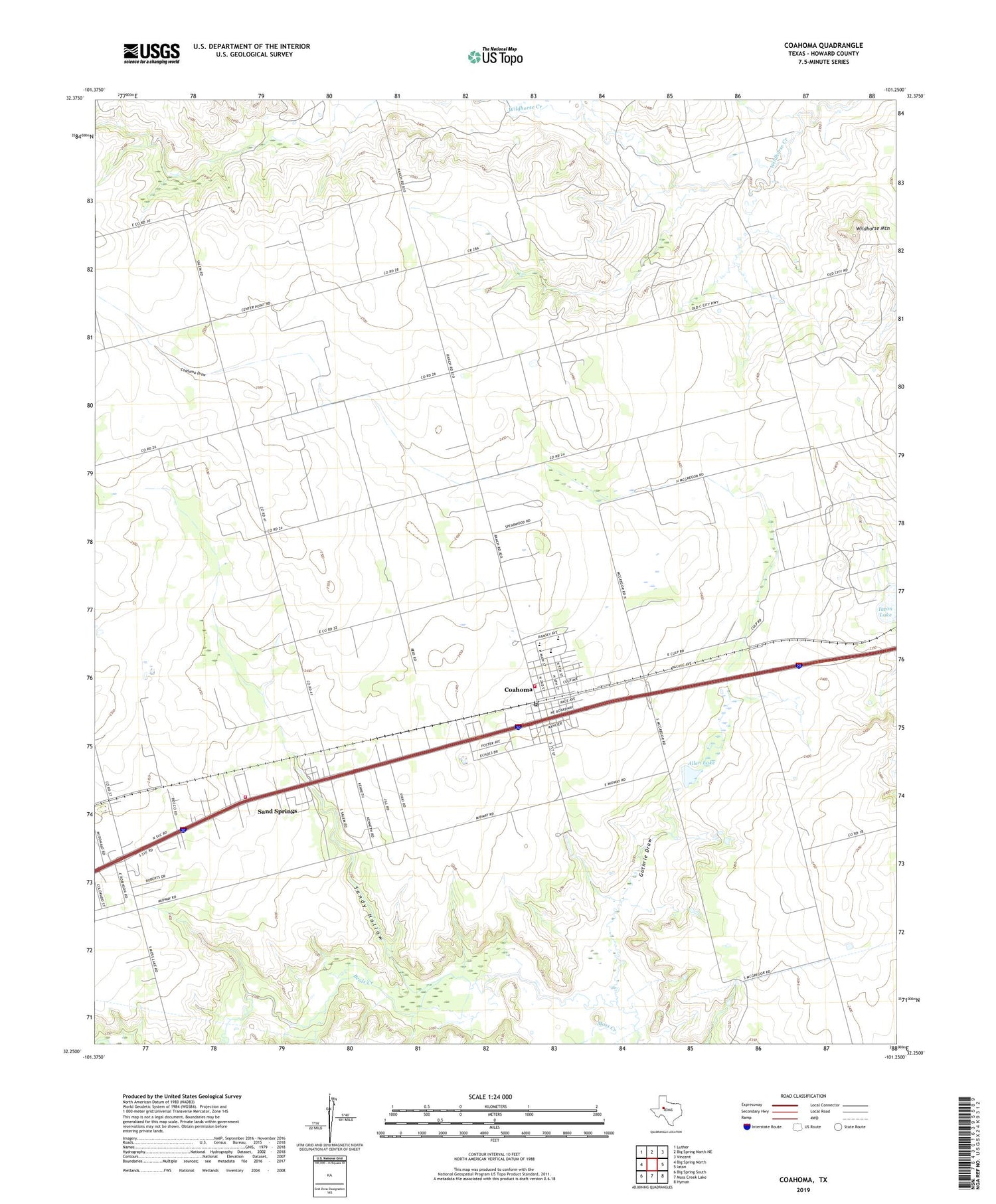 Coahoma Texas US Topo Map Image
