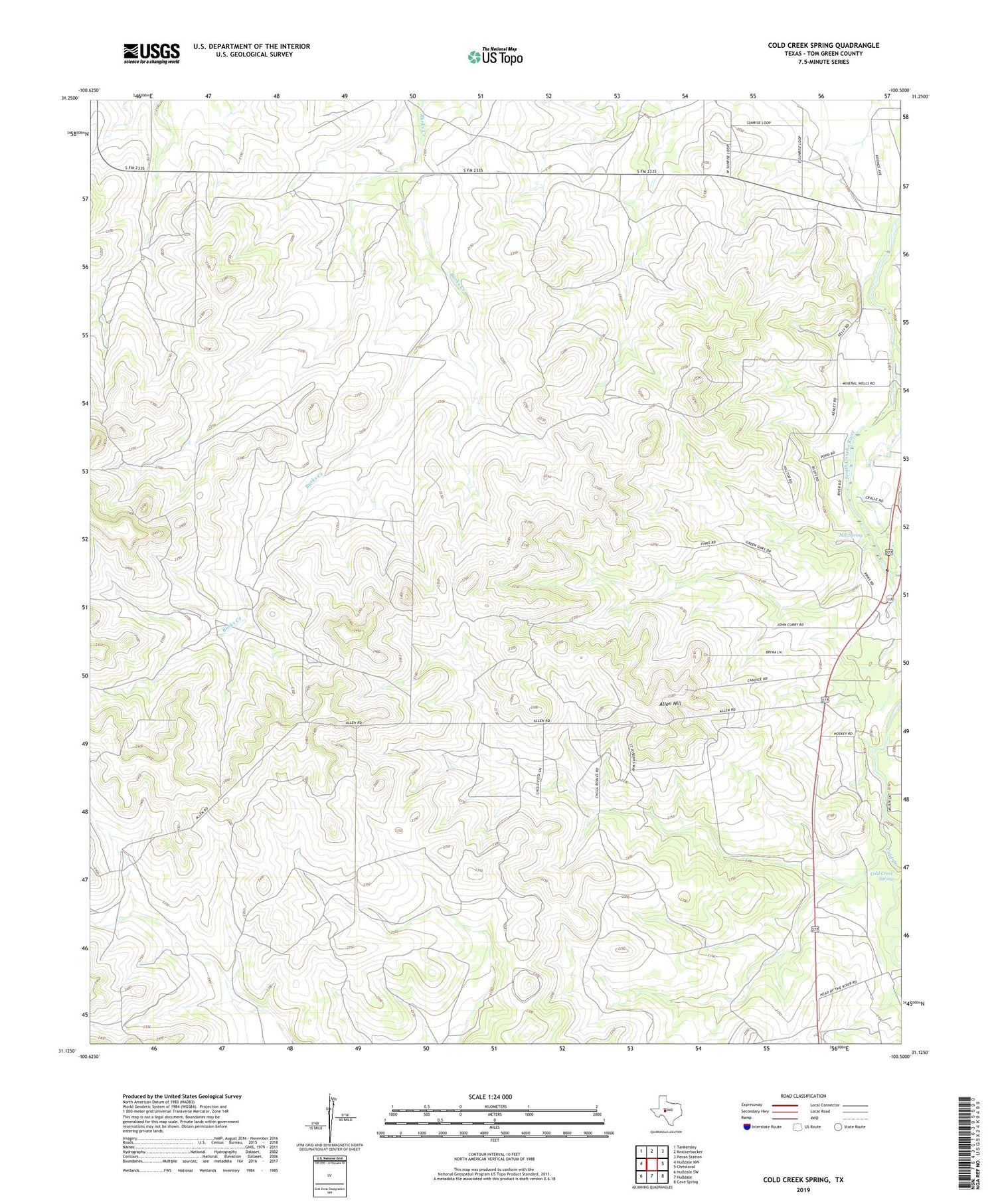 Cold Creek Spring Texas US Topo Map Image