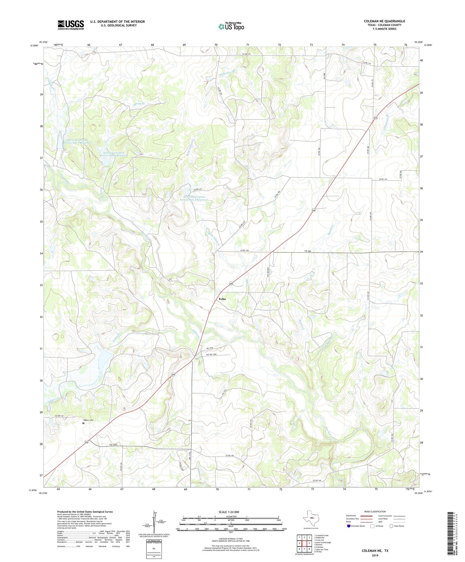 Coleman NE Texas US Topo Map Image