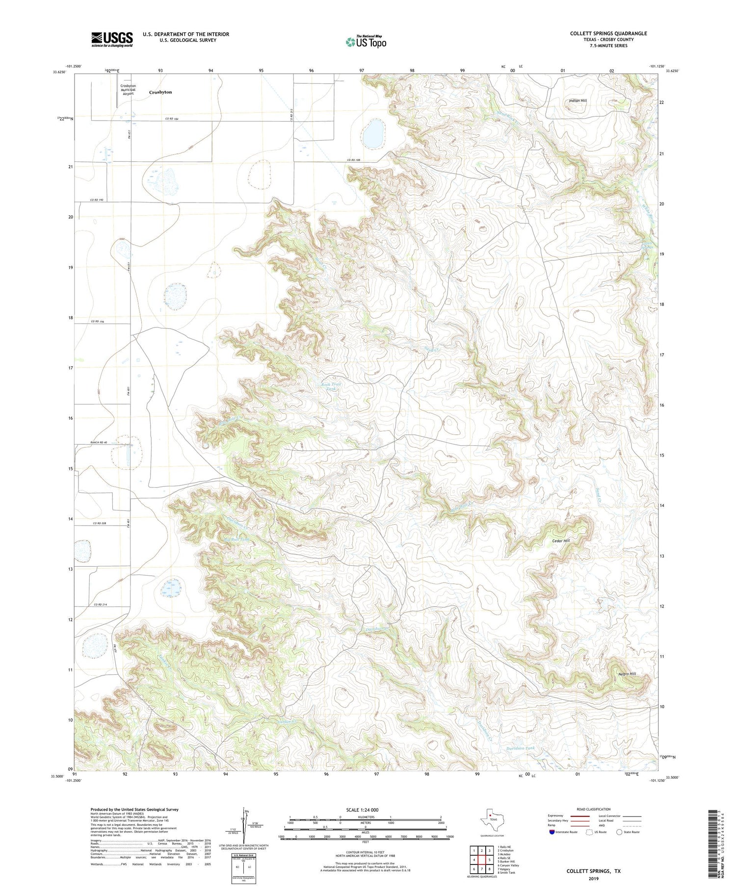 Collett Springs Texas US Topo Map Image