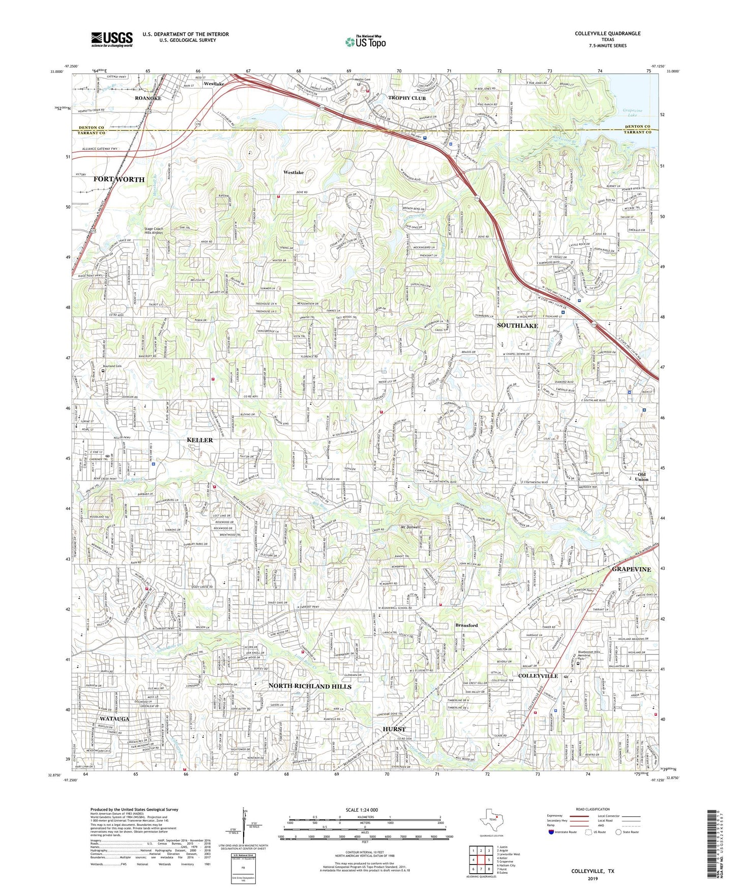 Colleyville Texas US Topo Map Image