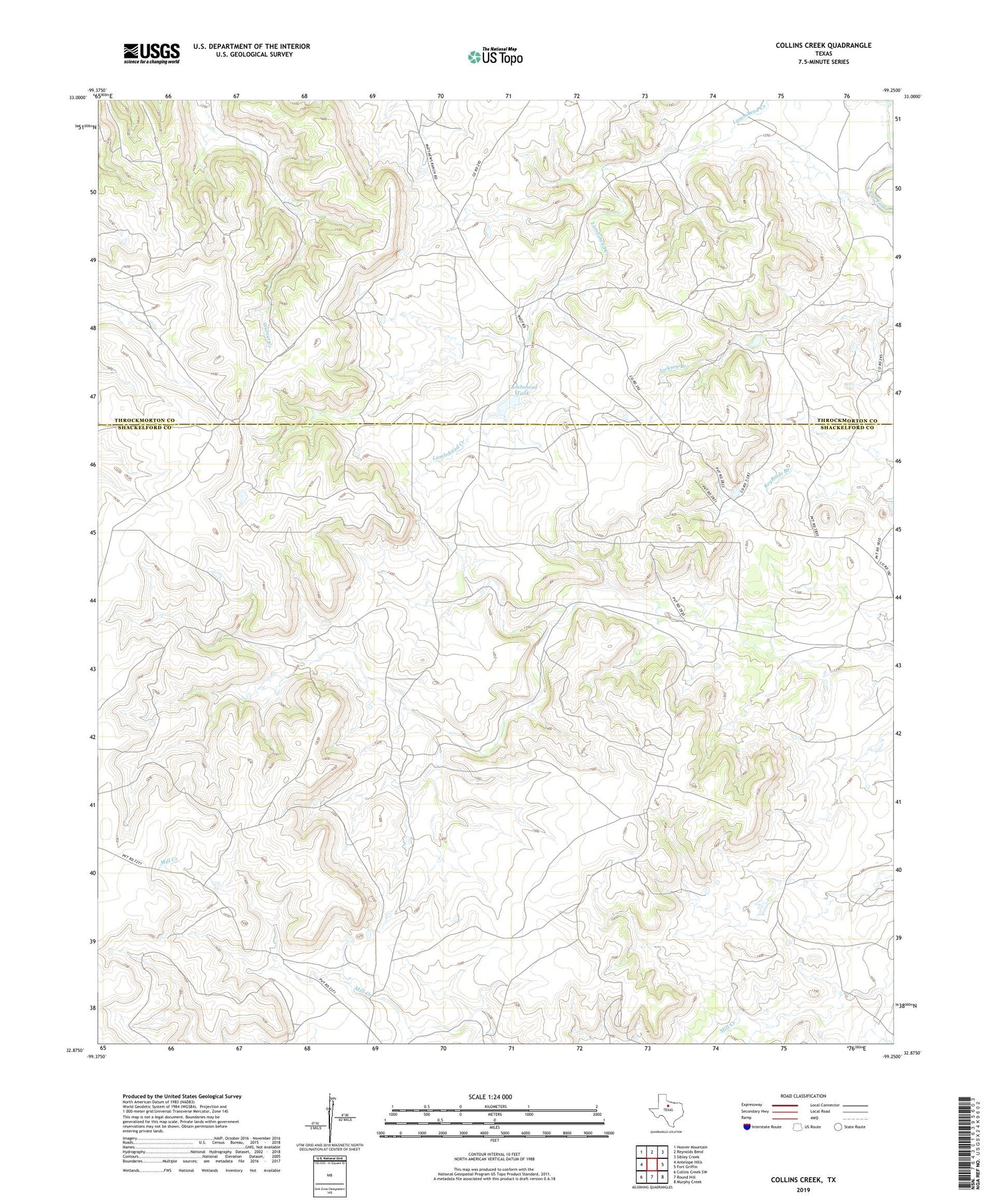 Collins Creek Texas US Topo Map Image