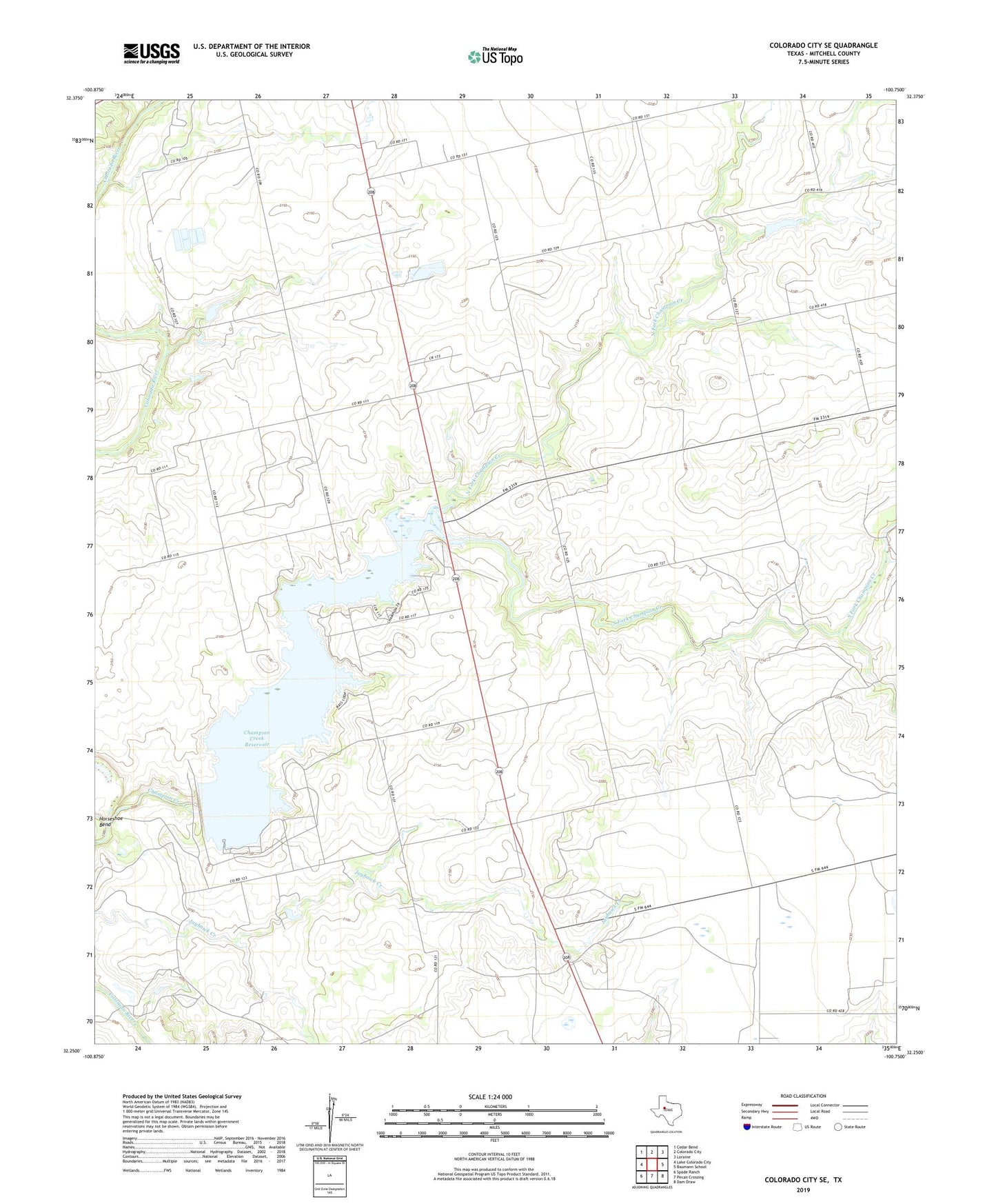 Colorado City SE Texas US Topo Map Image