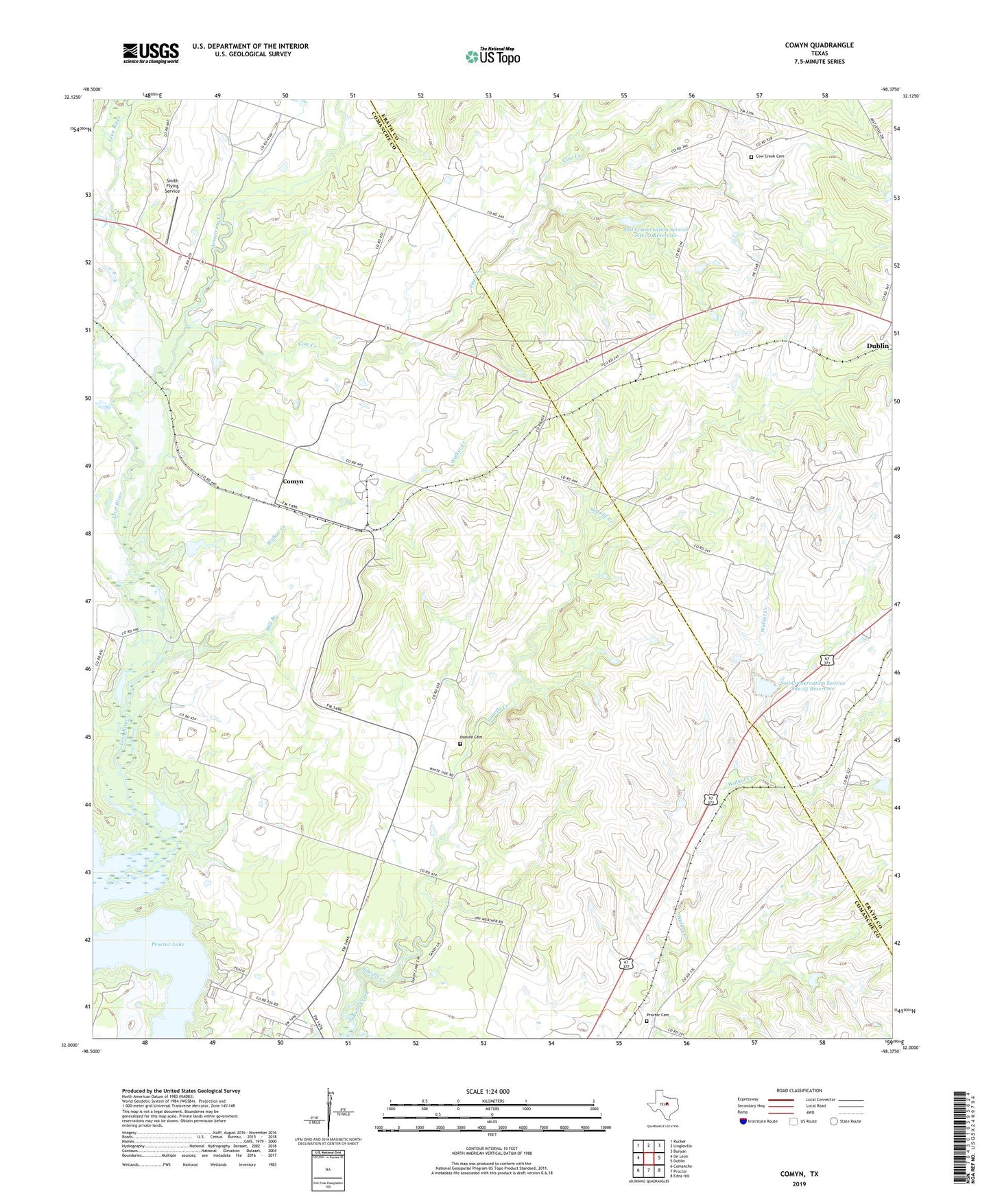 Comyn Texas US Topo Map Image
