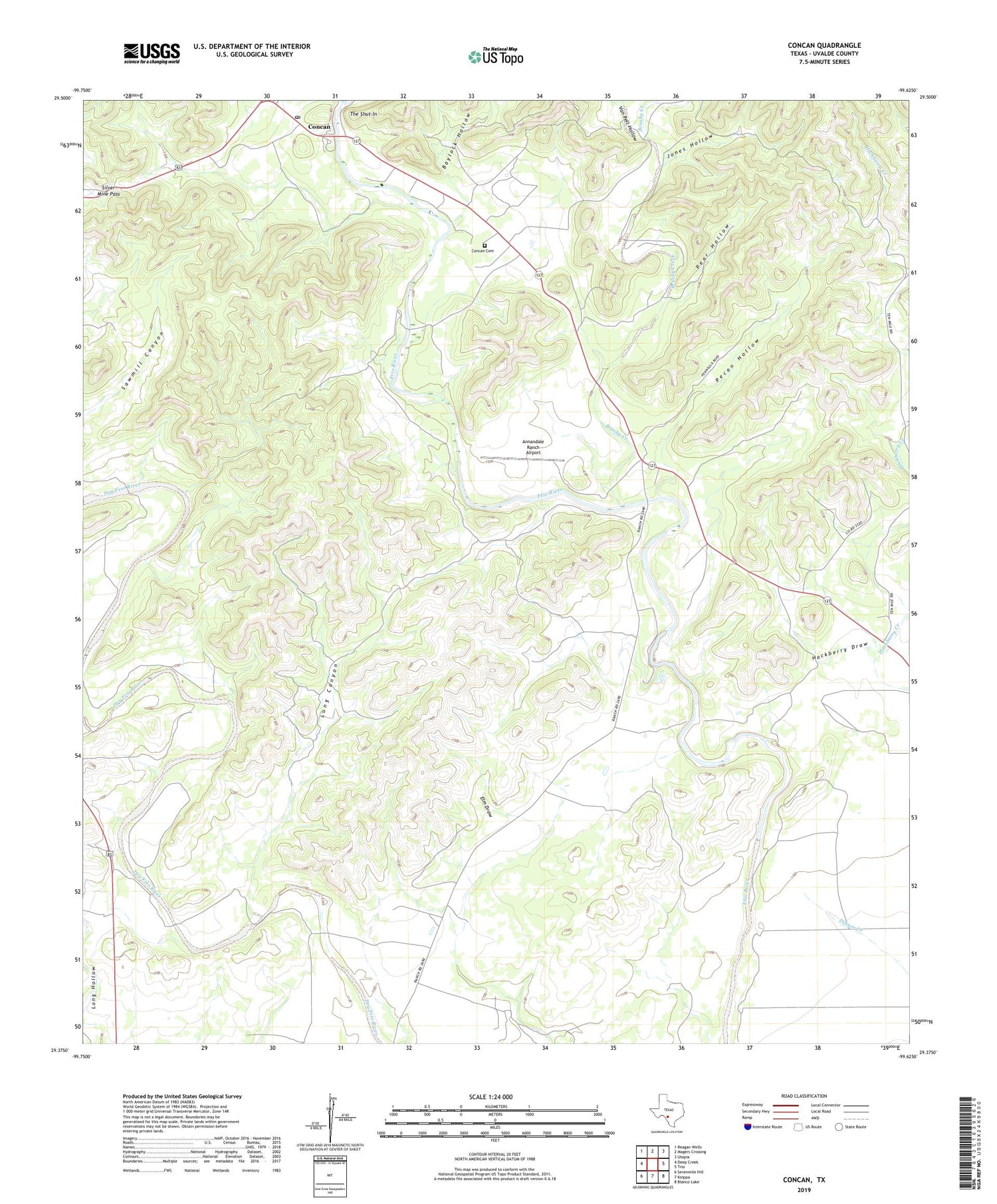 Concan Texas US Topo Map Image