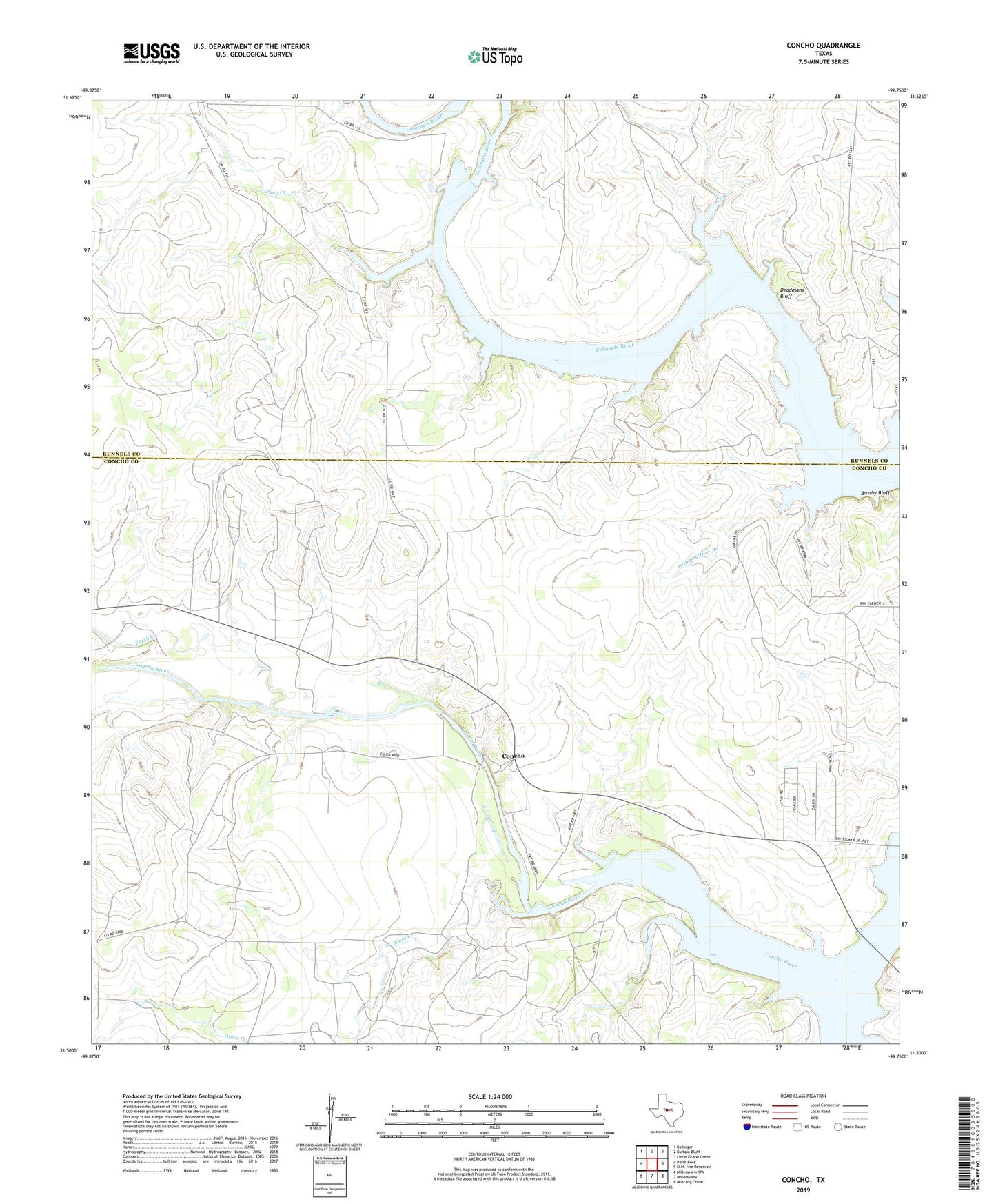 Concho Texas US Topo Map Image