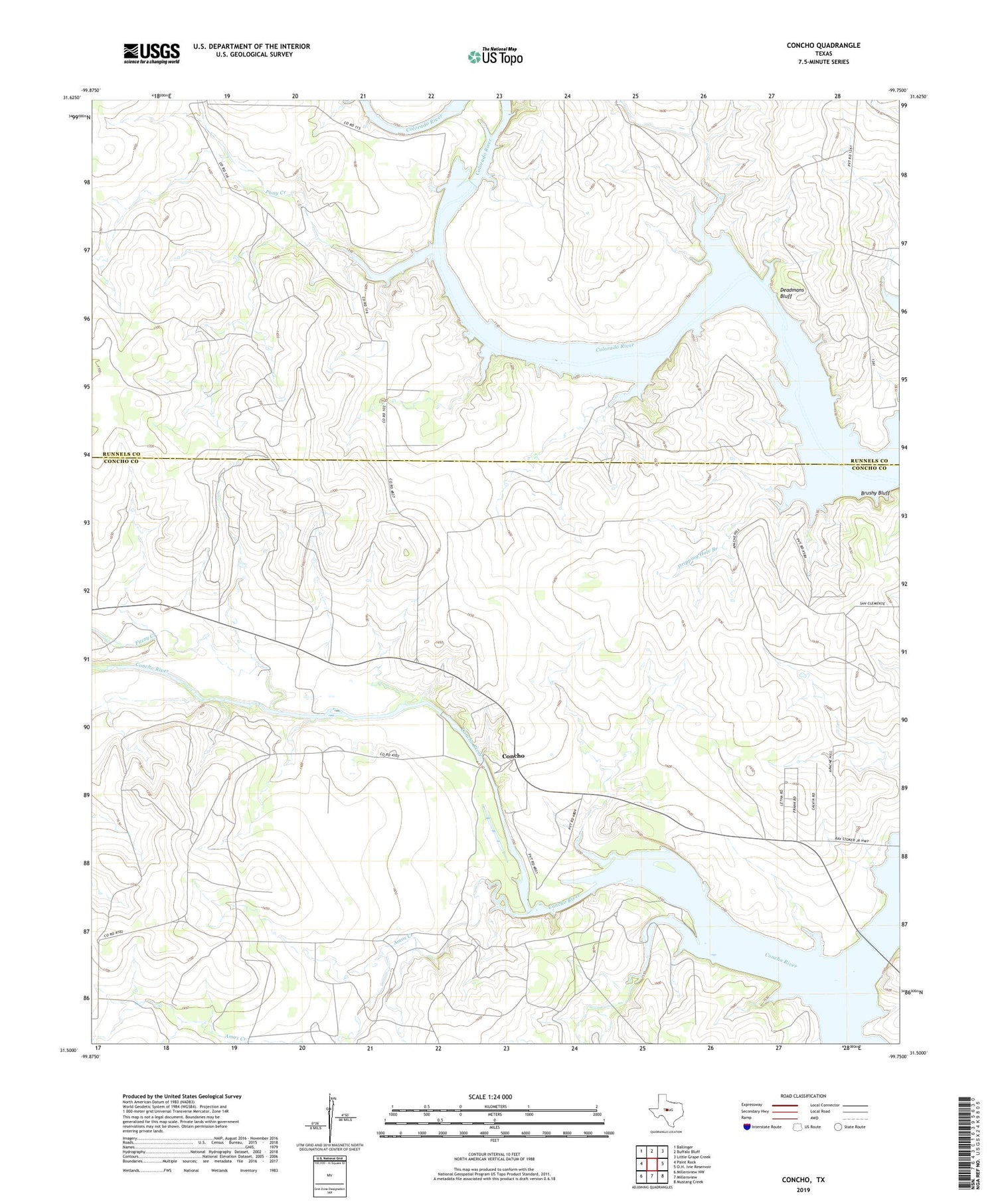 Concho Texas US Topo Map Image