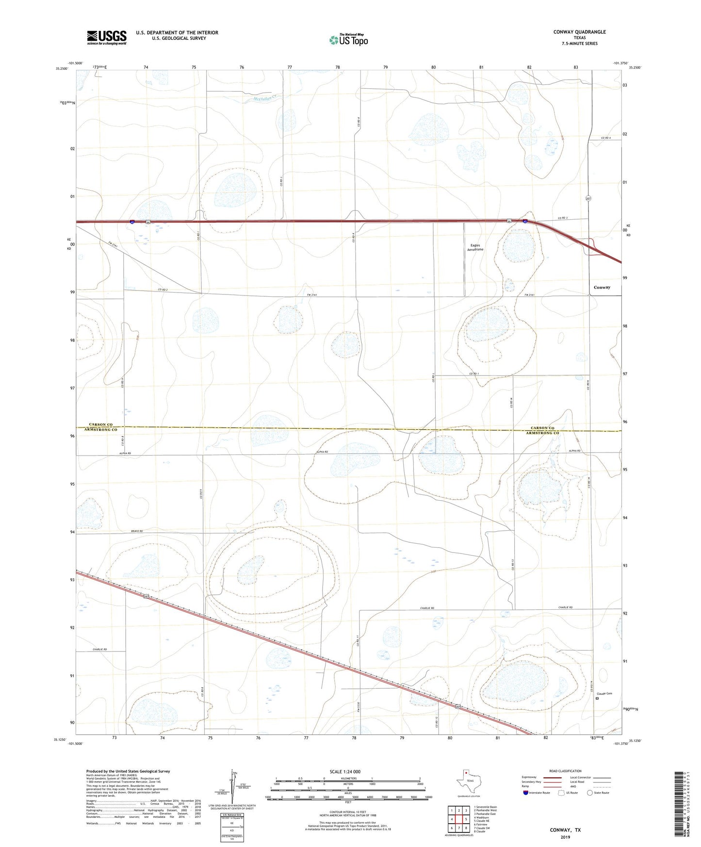 Conway Texas US Topo Map Image