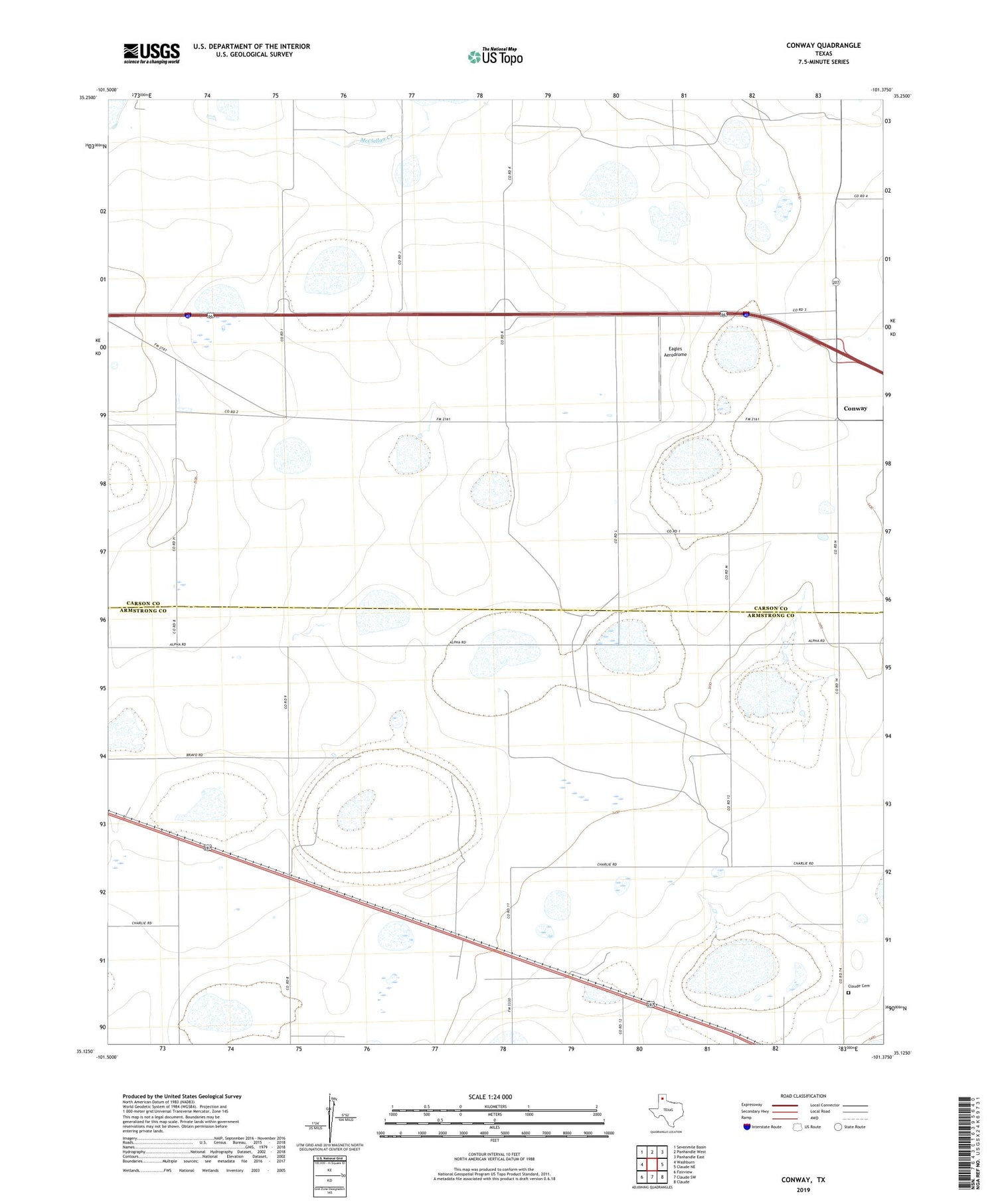 Conway Texas US Topo Map Image