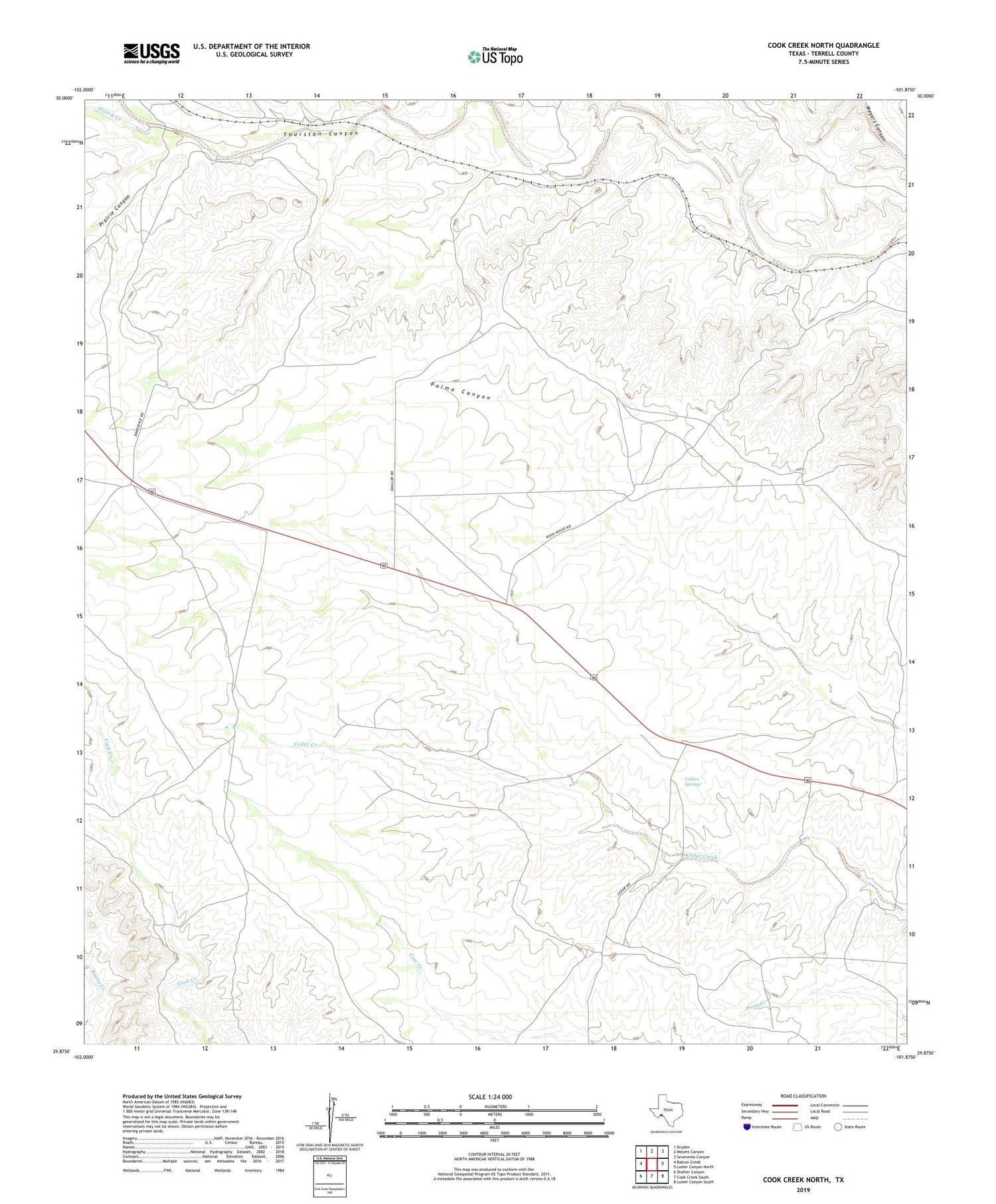 Cook Creek North Texas US Topo Map Image