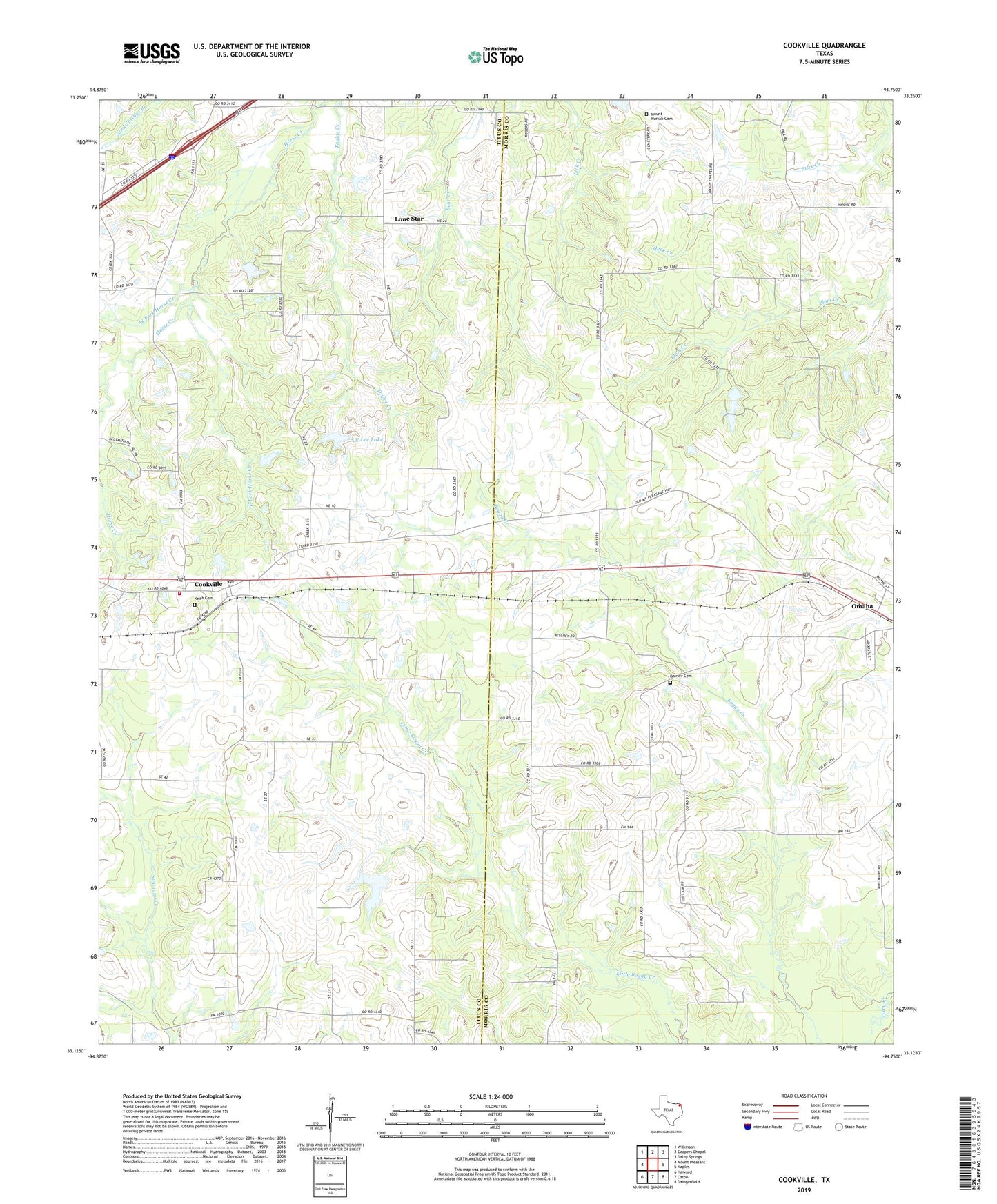 Cookville Texas US Topo Map Image