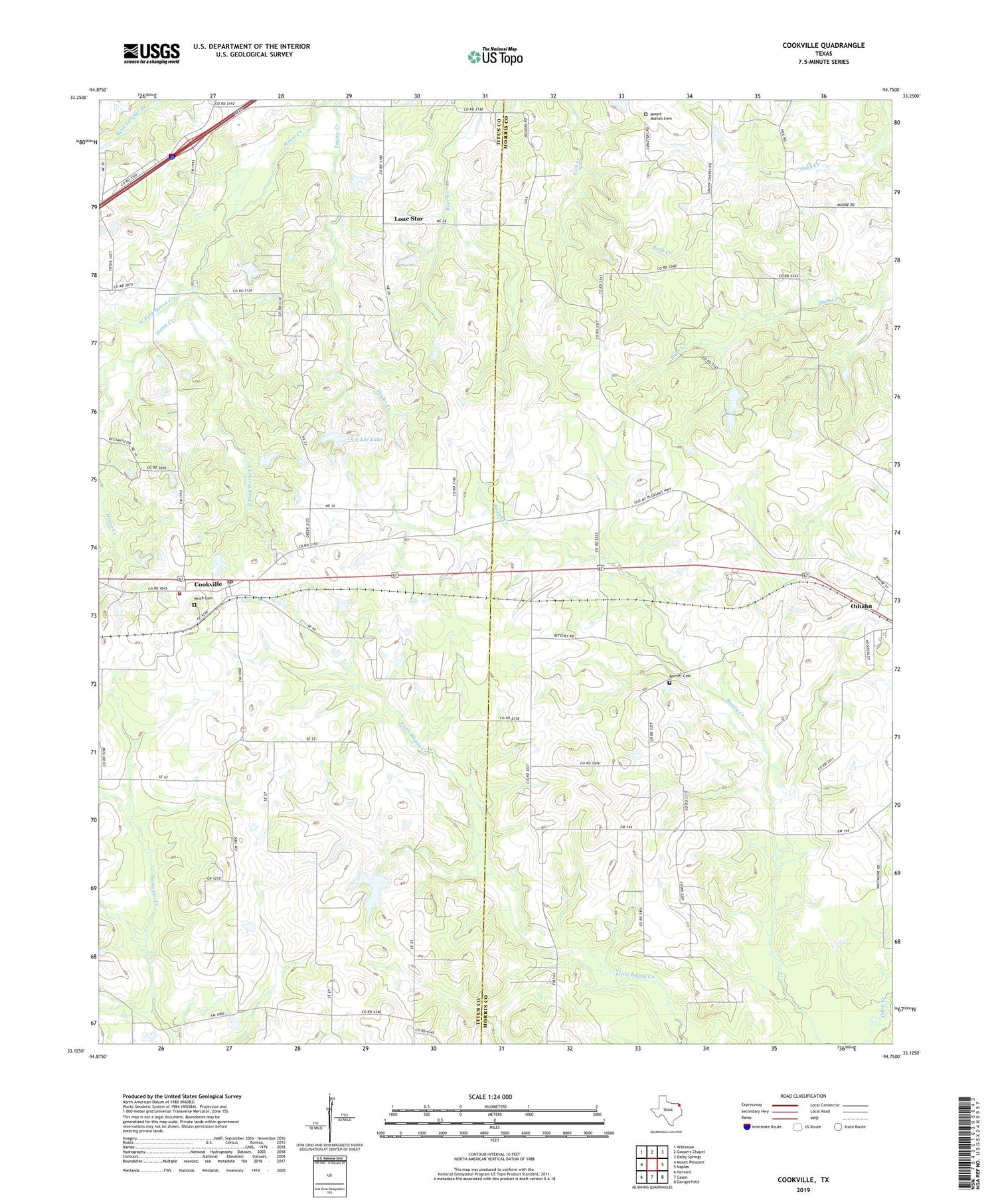 Cookville Texas US Topo Map Image