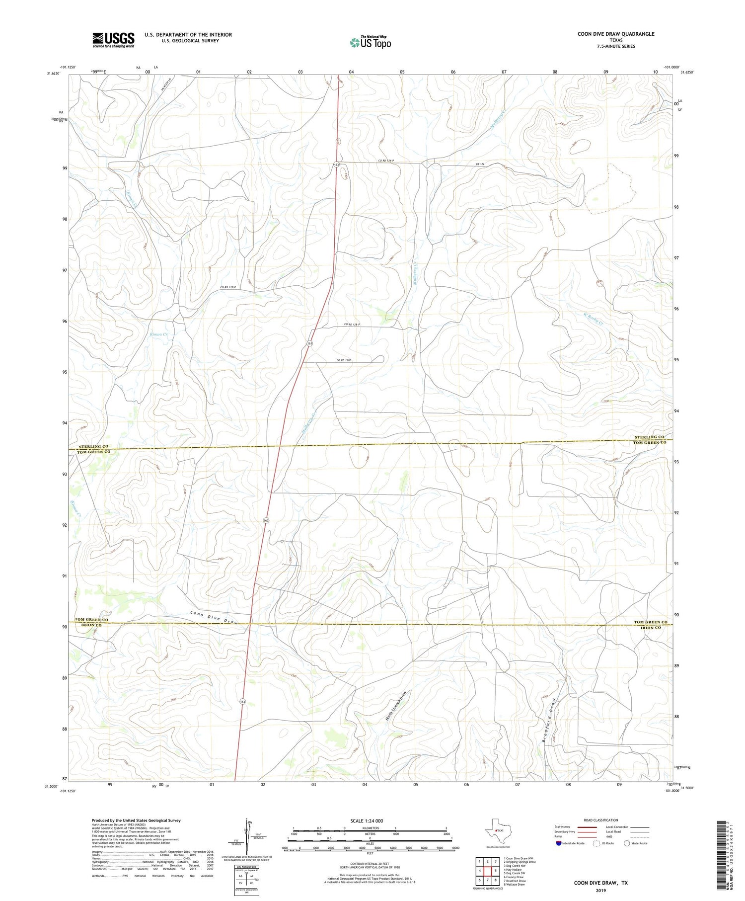 Coon Dive Draw Texas US Topo Map Image