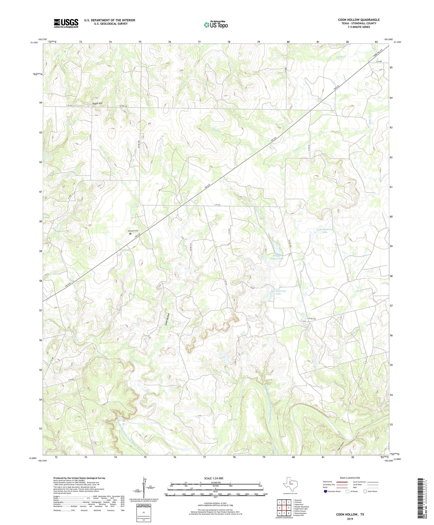 Coon Hollow Texas US Topo Map Image
