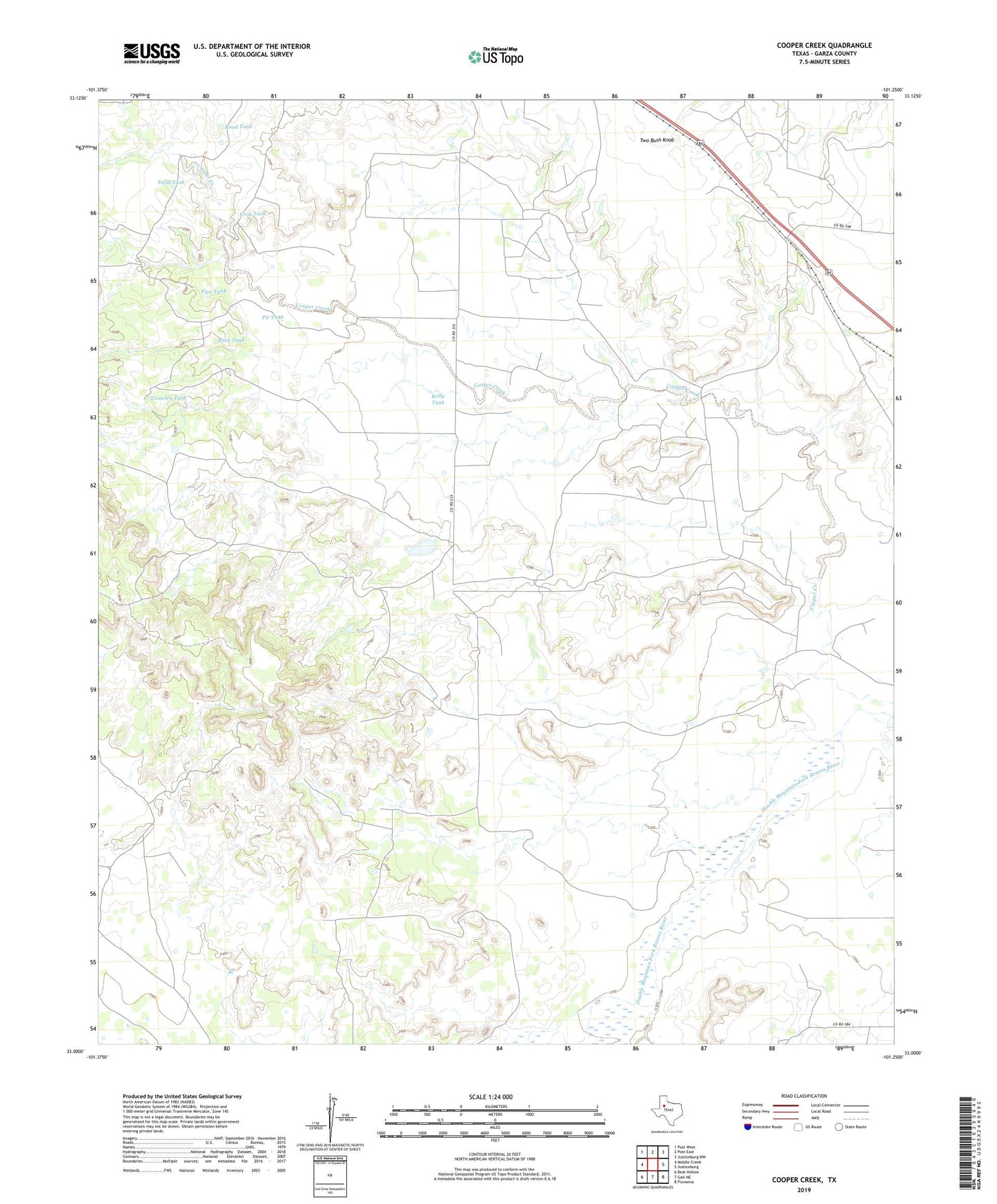 Cooper Creek Texas US Topo Map Image