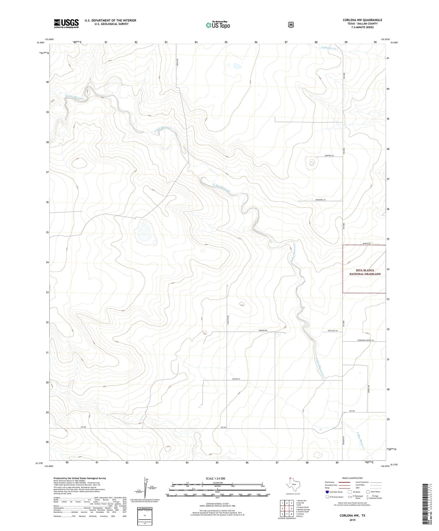 Corlena NW Texas US Topo Map Image