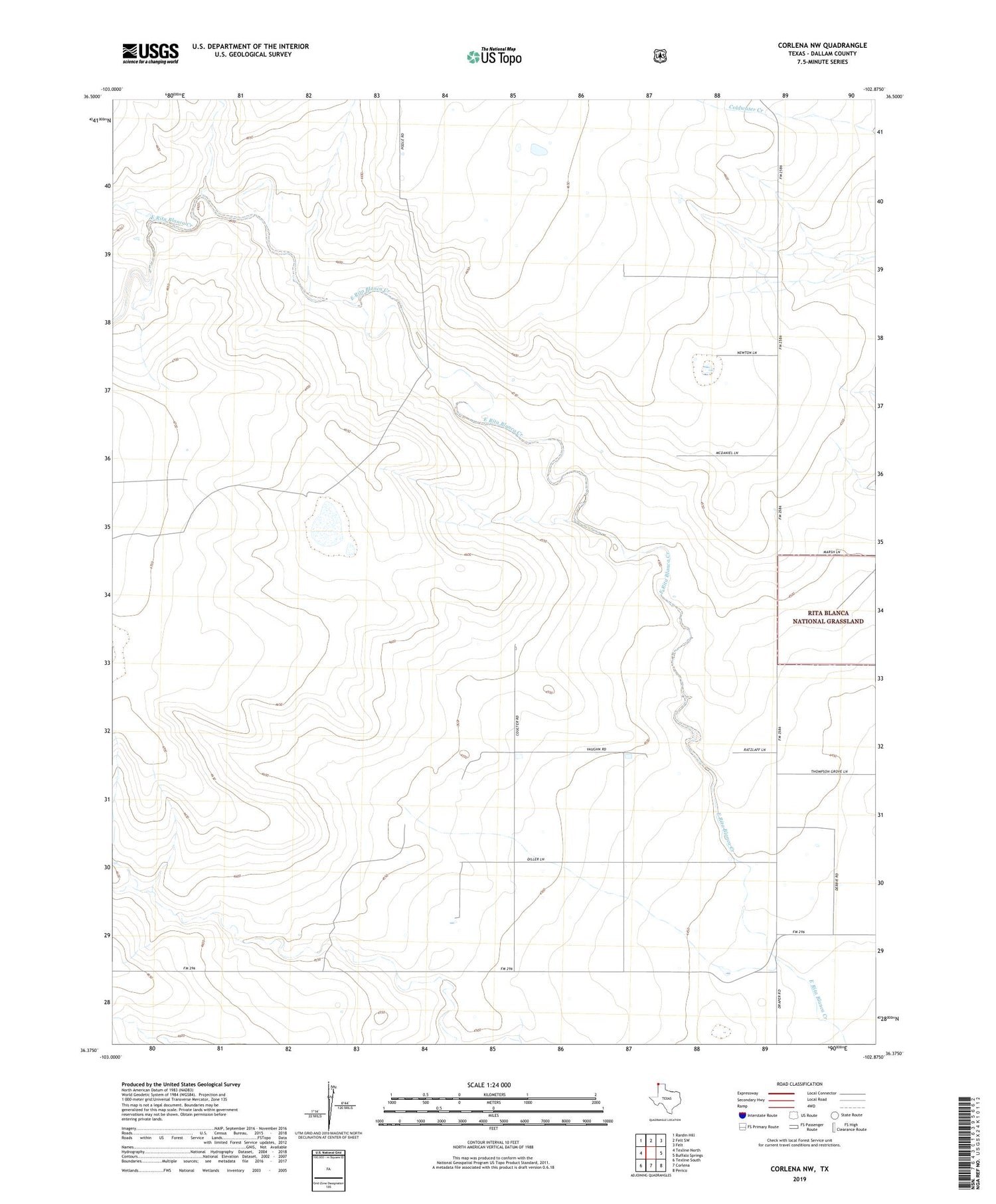 Corlena NW Texas US Topo Map Image