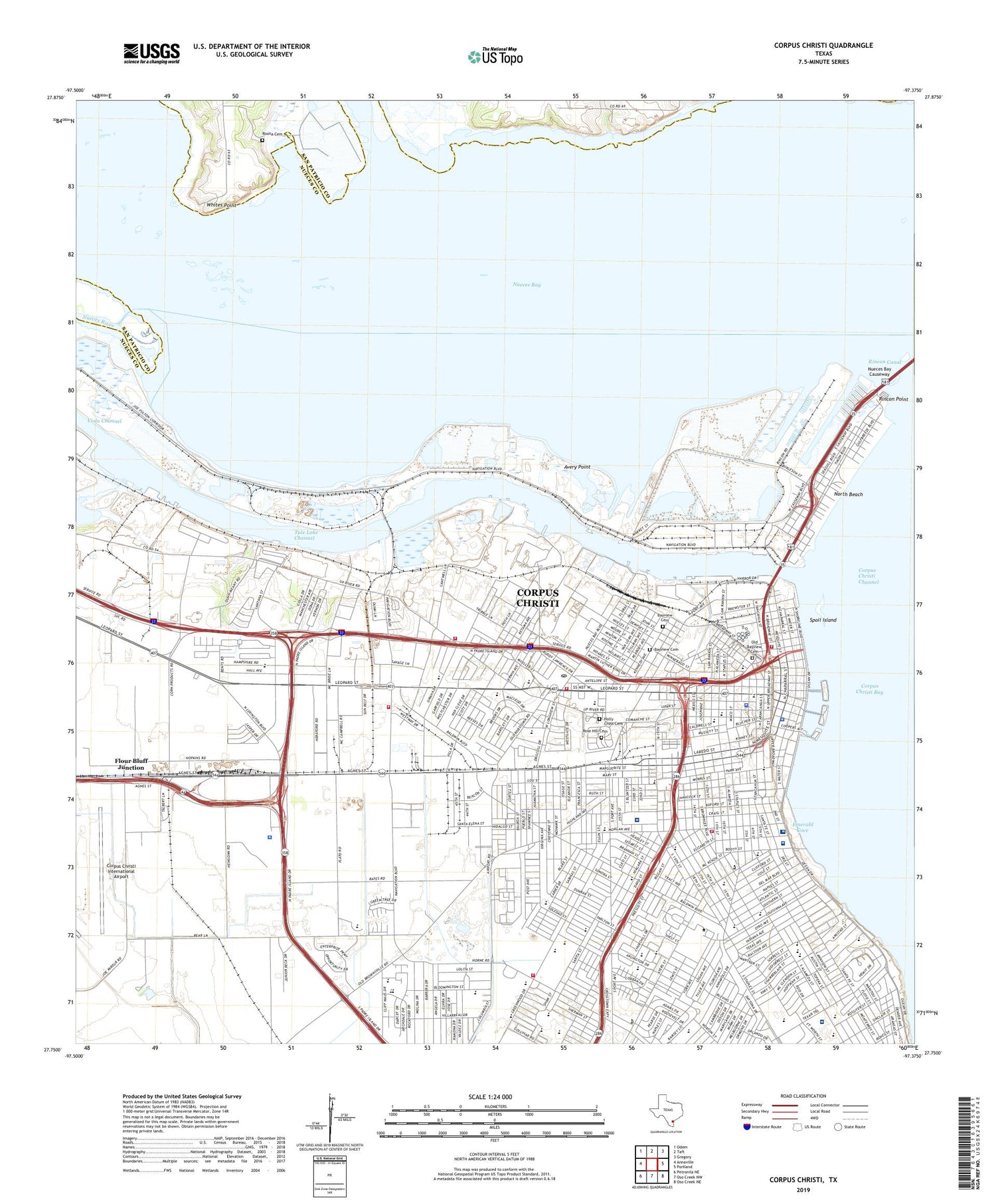 Corpus Christi Texas US Topo Map Image
