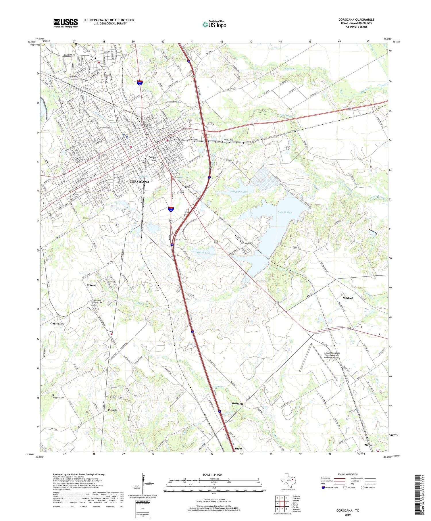 Corsicana Texas US Topo Map Image