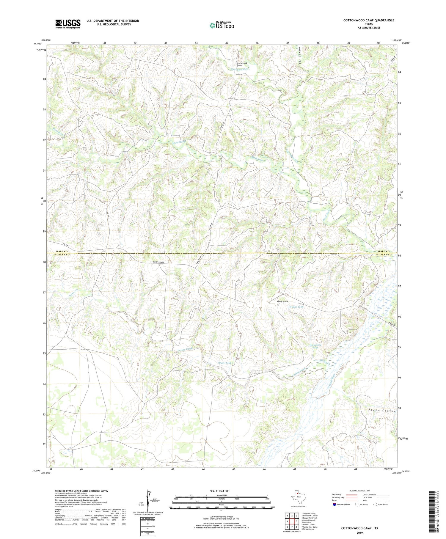 Cottonwood Camp Texas US Topo Map Image