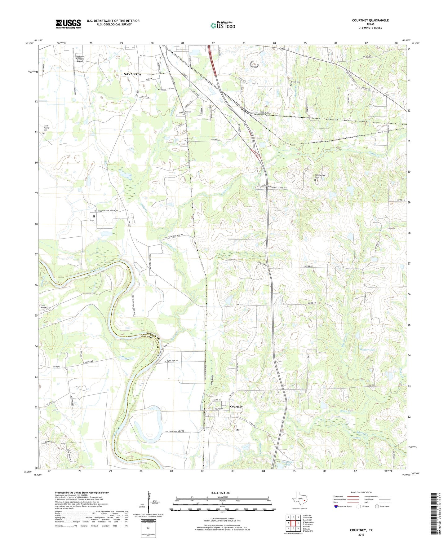 Courtney Texas US Topo Map Image