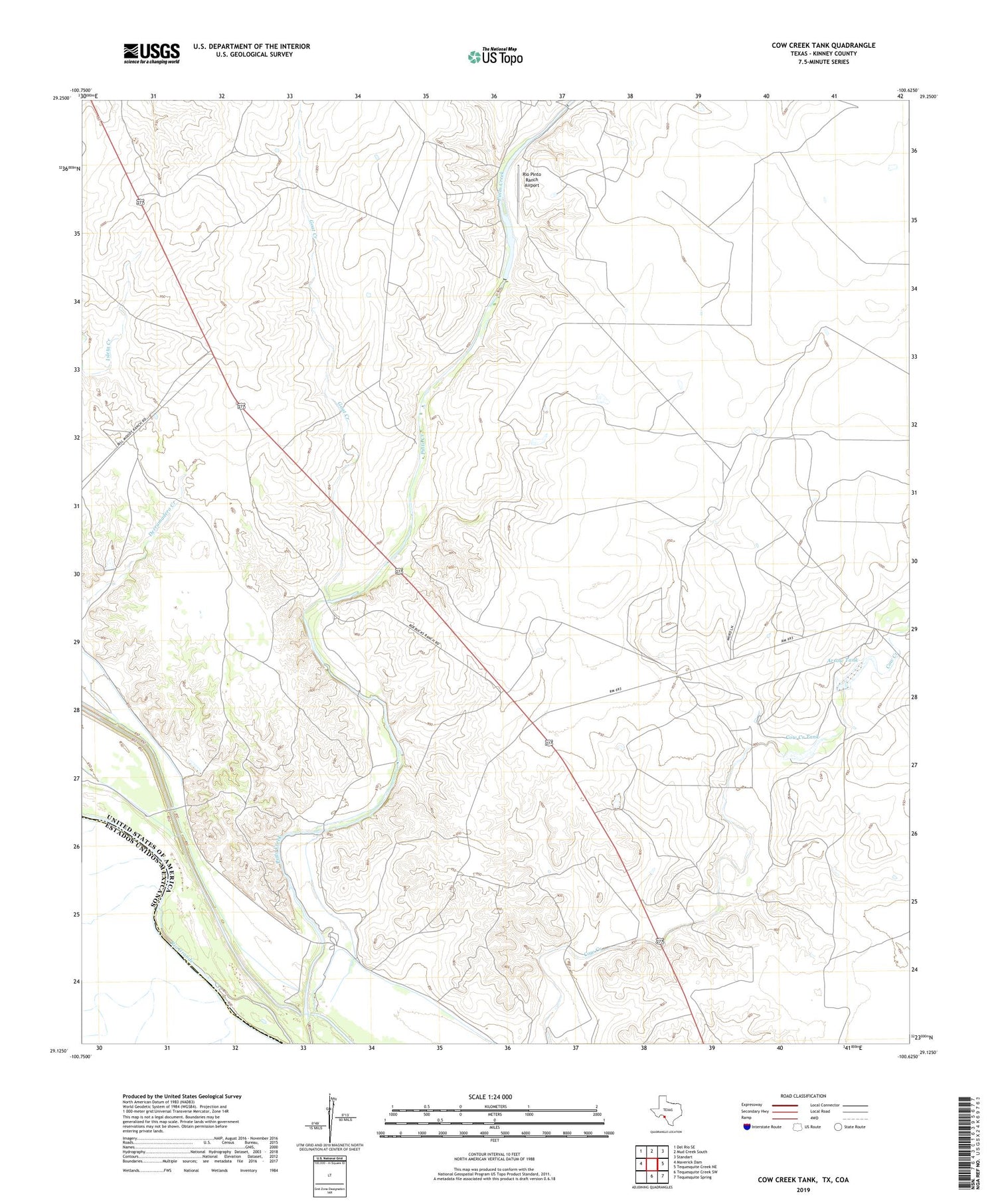 Cow Creek Tank Texas US Topo Map Image