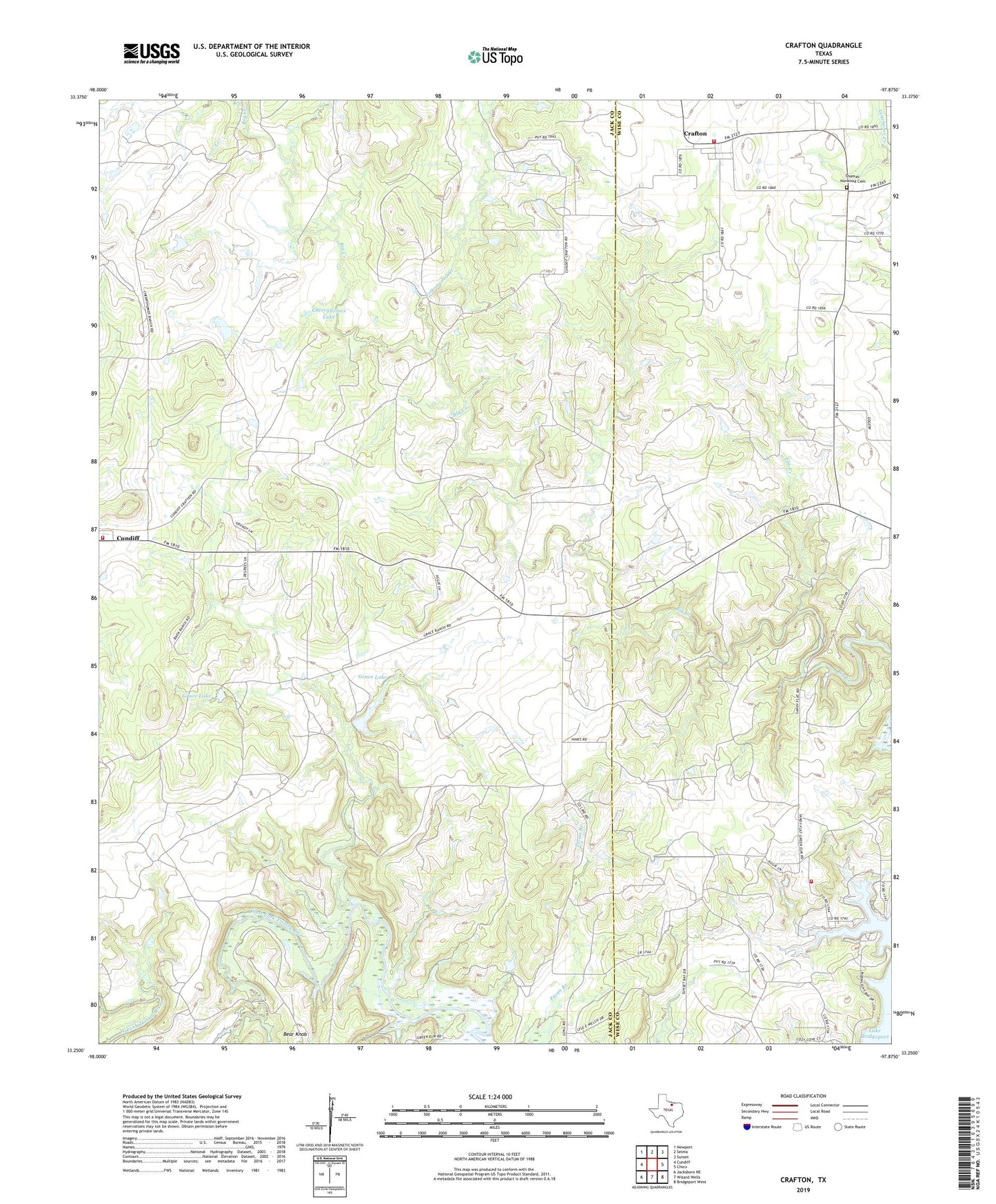 Crafton Texas US Topo Map Image
