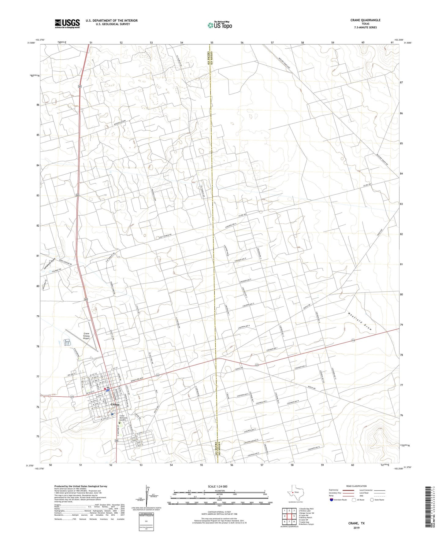 Crane Texas US Topo Map Image