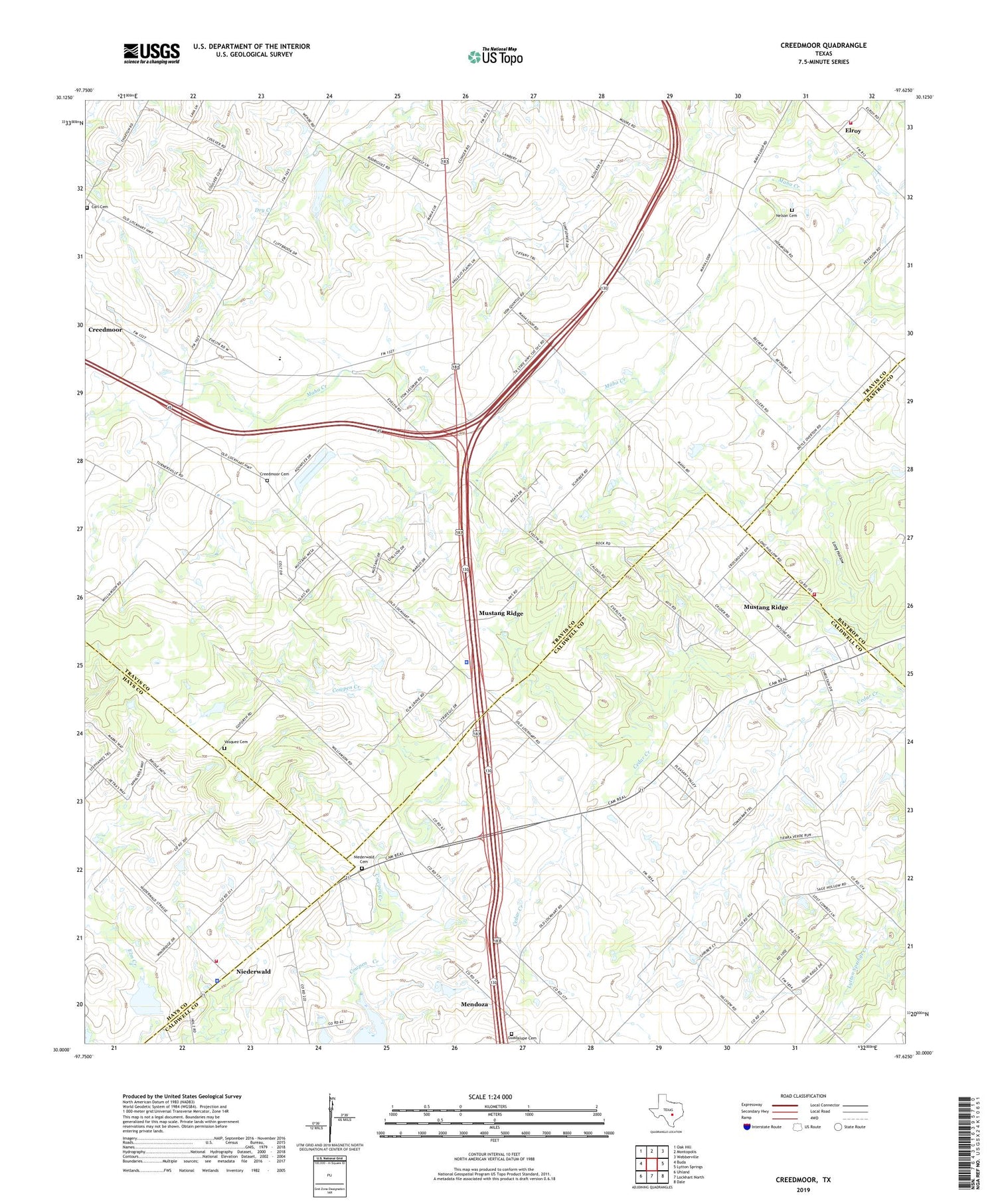 Creedmoor Texas US Topo Map Image