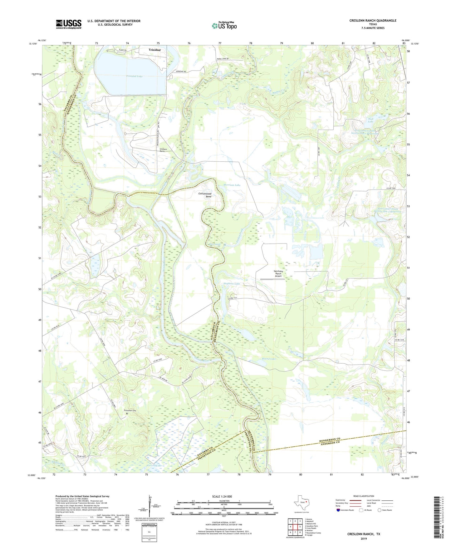 Creslenn Ranch Texas US Topo Map Image