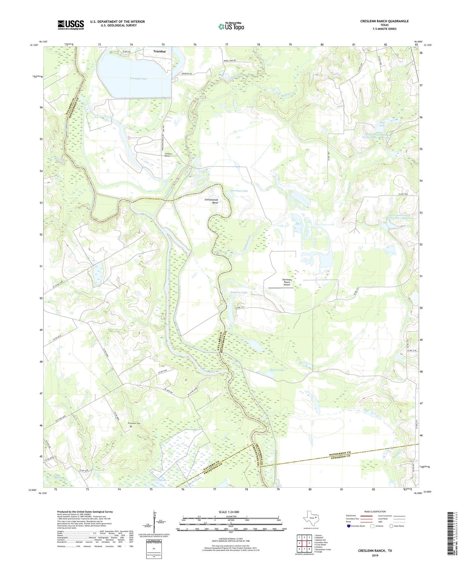 Creslenn Ranch Texas US Topo Map Image