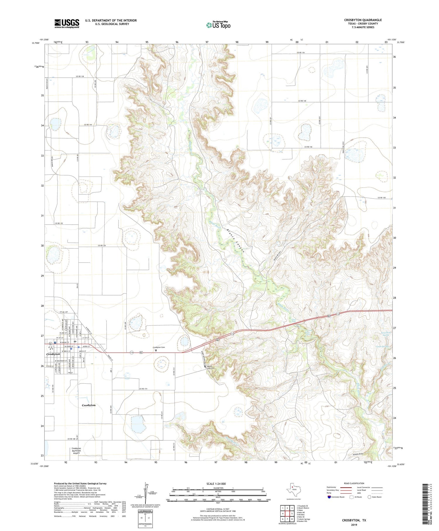 Crosbyton Texas US Topo Map Image