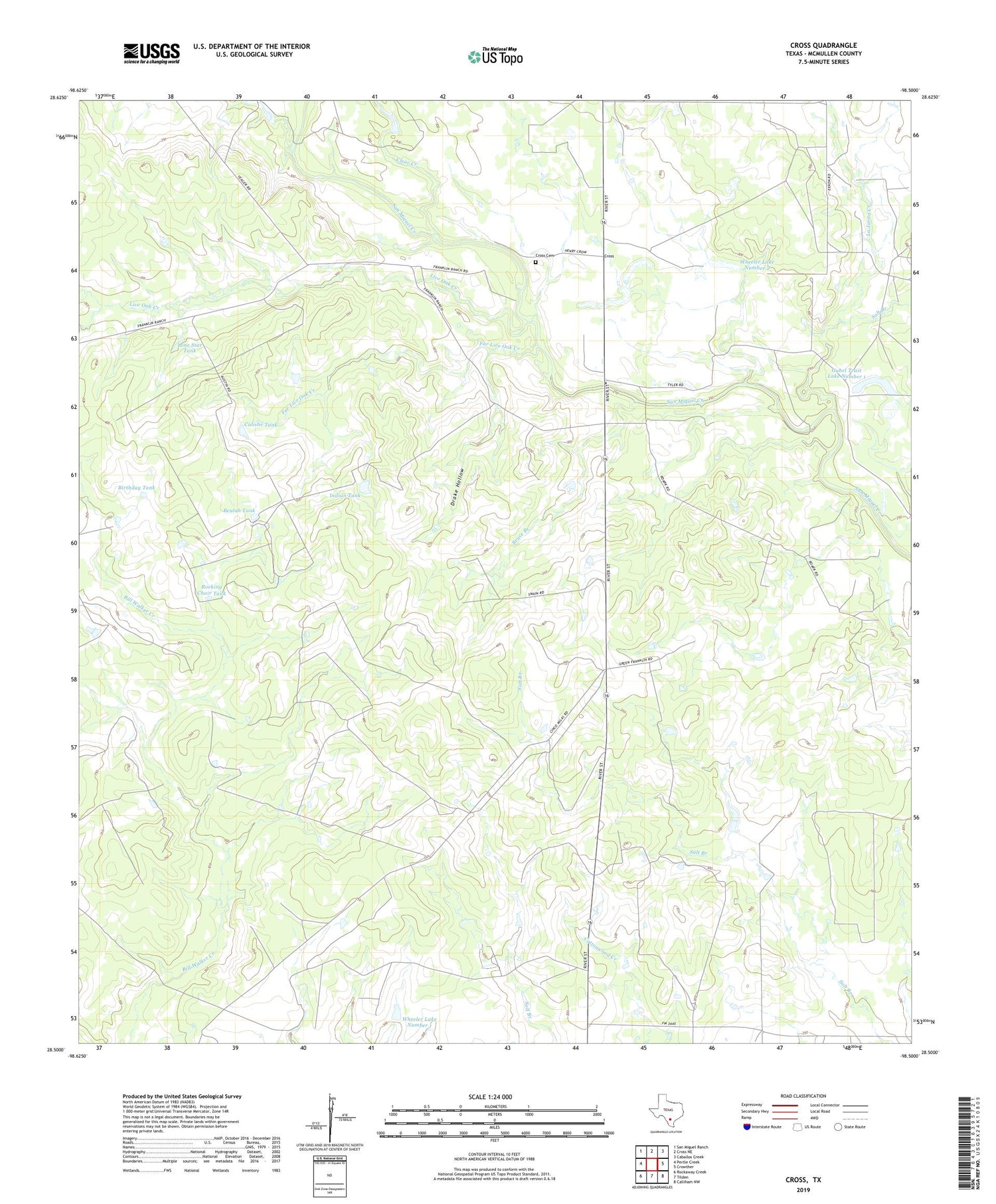 Cross Texas US Topo Map Image