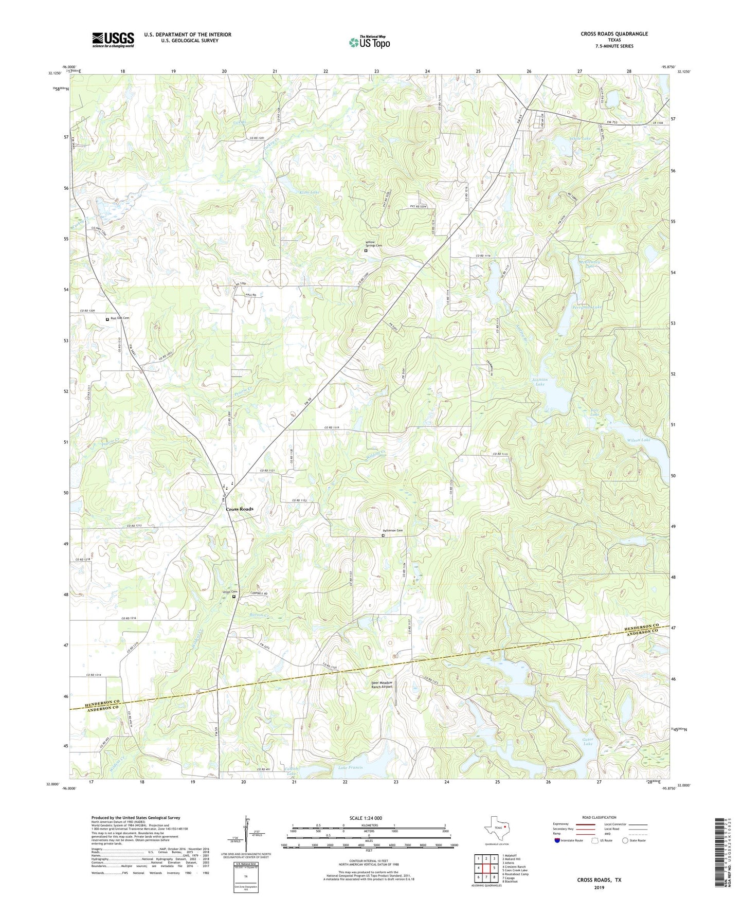 Cross Roads Texas US Topo Map Image