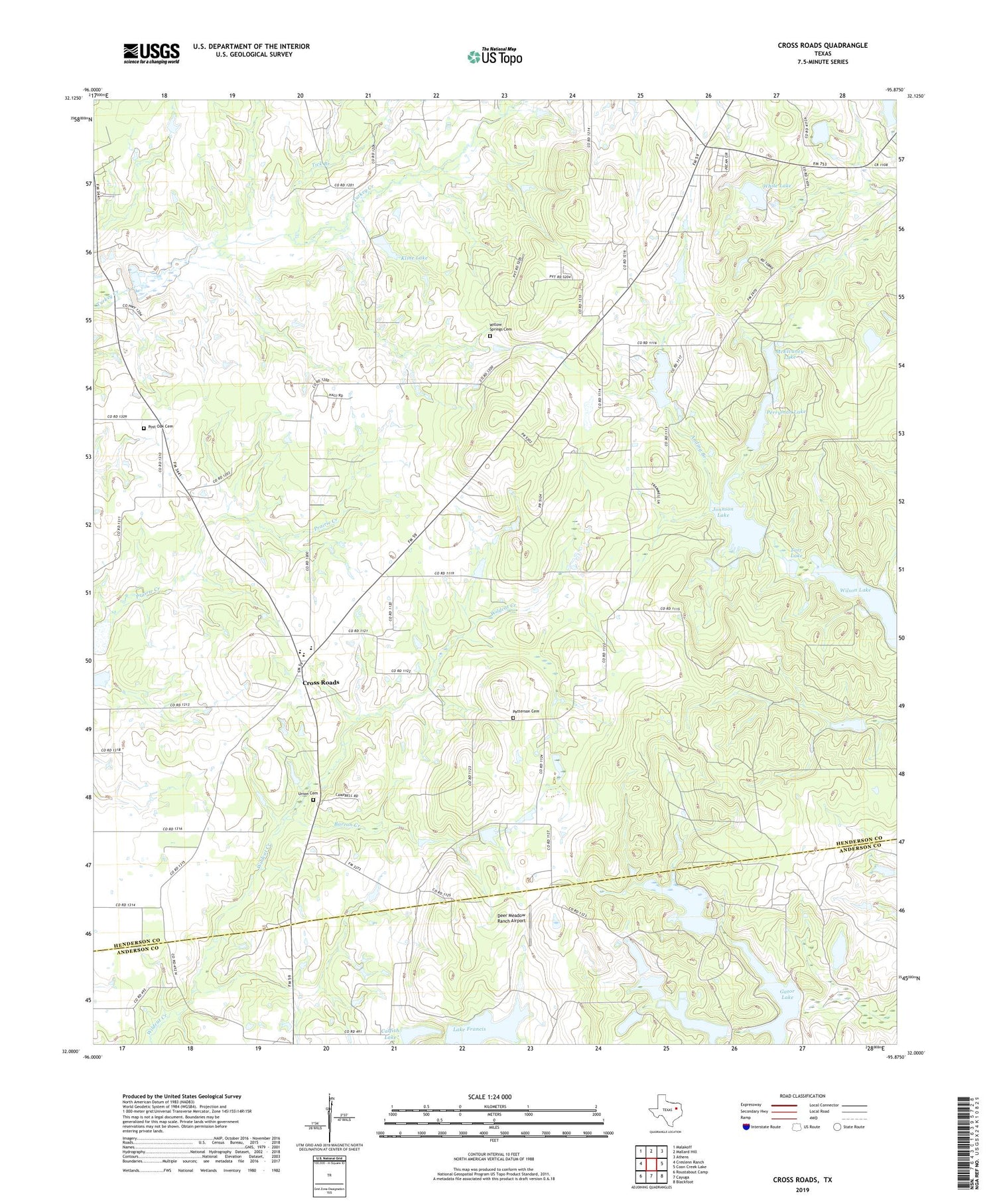 Cross Roads Texas US Topo Map Image